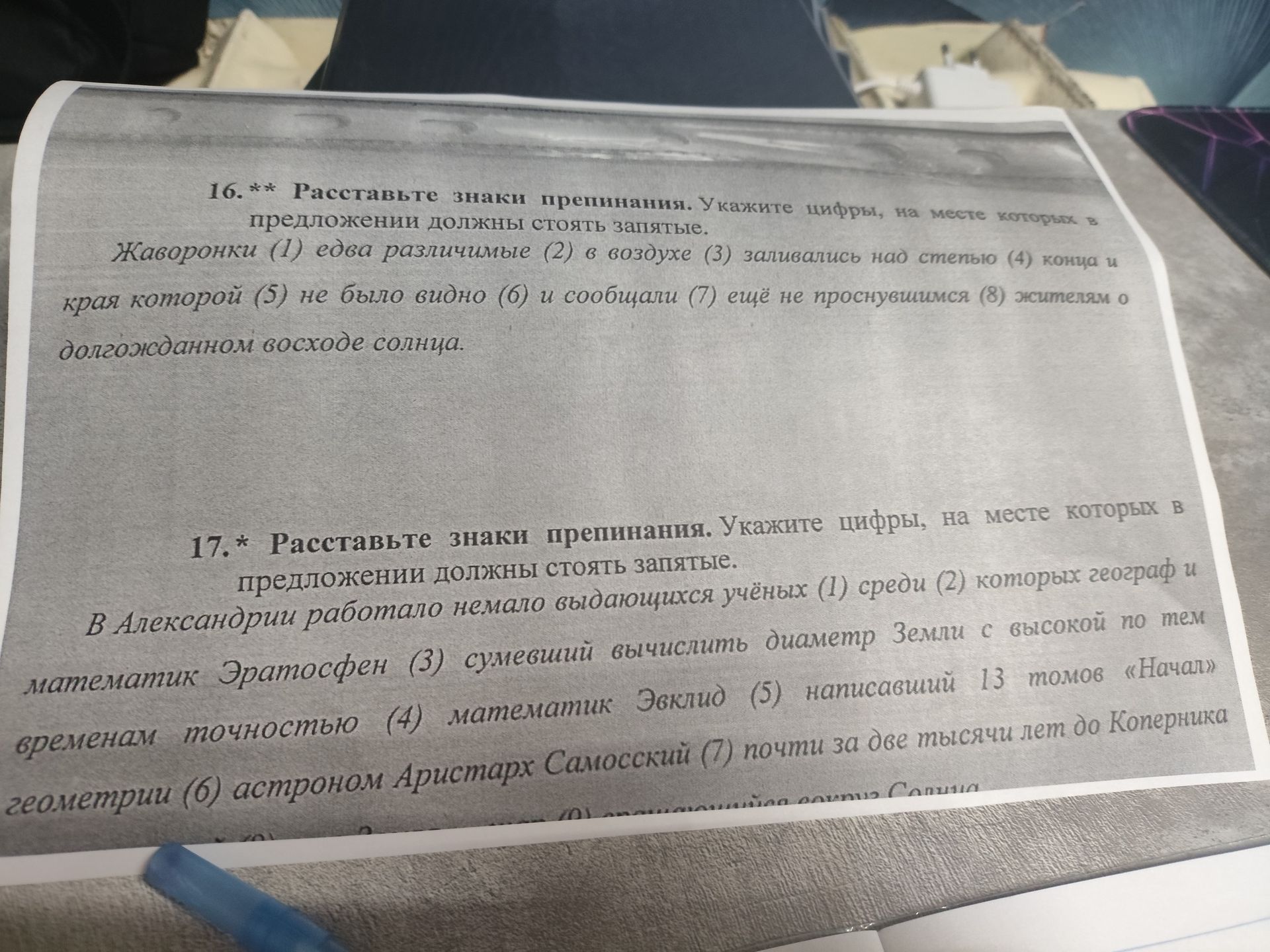 Фото задания: 16. Расставьте знаки препинания. Укажите цифры, на месте которых в предложении должны стоять запятые. Жаворонки (1) едва…