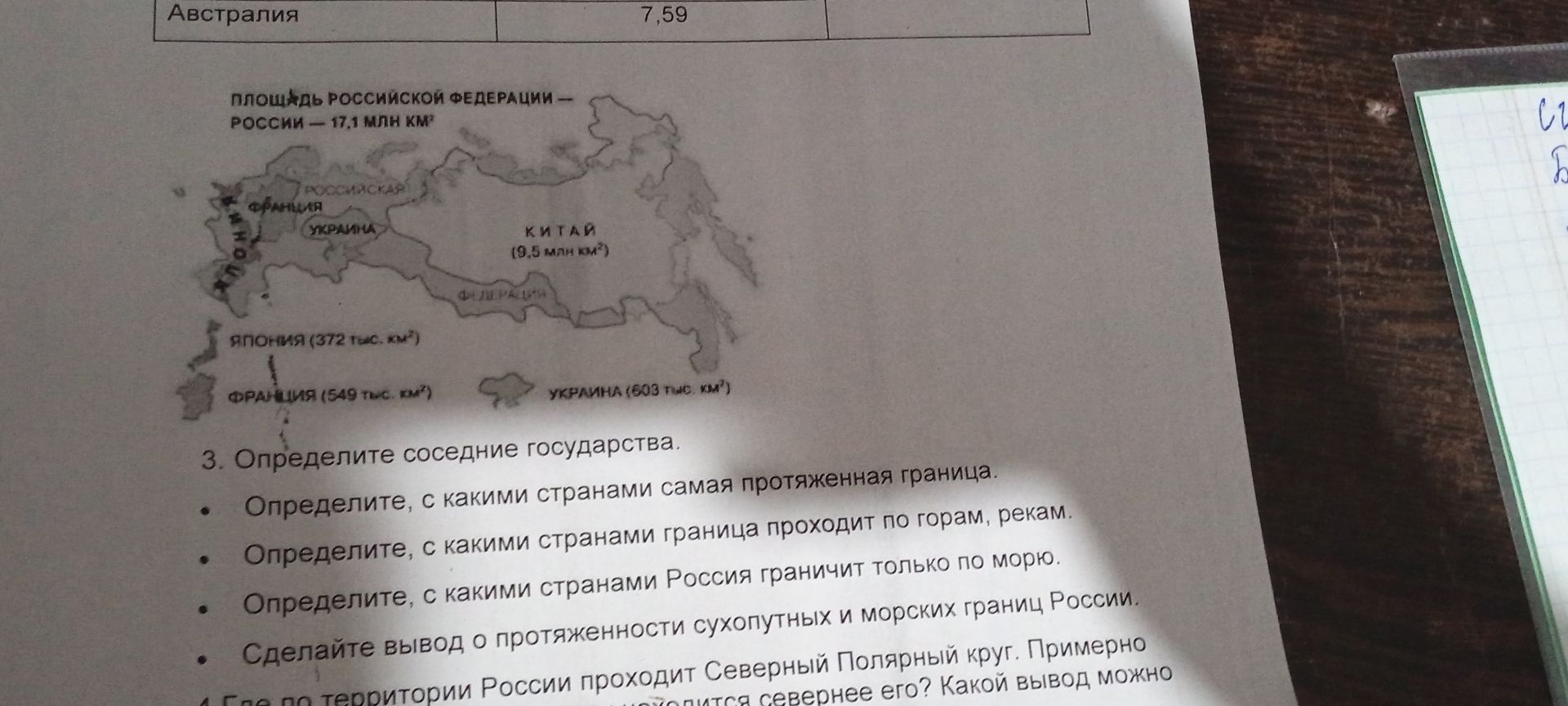 Фото задания: 3. Определите соседние государства. Определите, с какими странами самая протяженная граница. Определите, с какими странами…