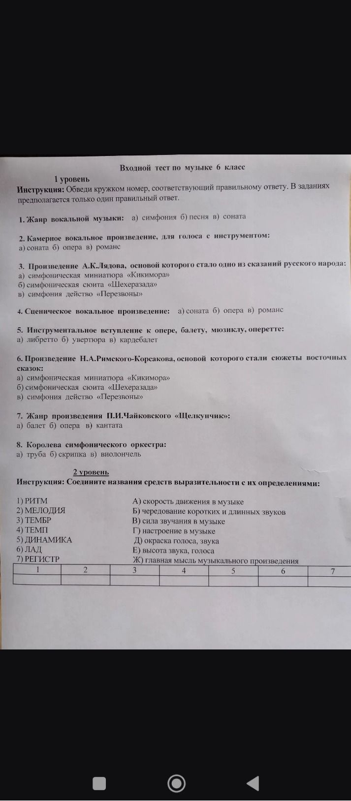 Фото задания: 2 уровень. Соедините названия средств выразительности с их определениями: 1) РИТМ 2) МЕЛОДИЯ 3) ТЕМБР 4) ТЕМП 5) ДИНАМИКА…