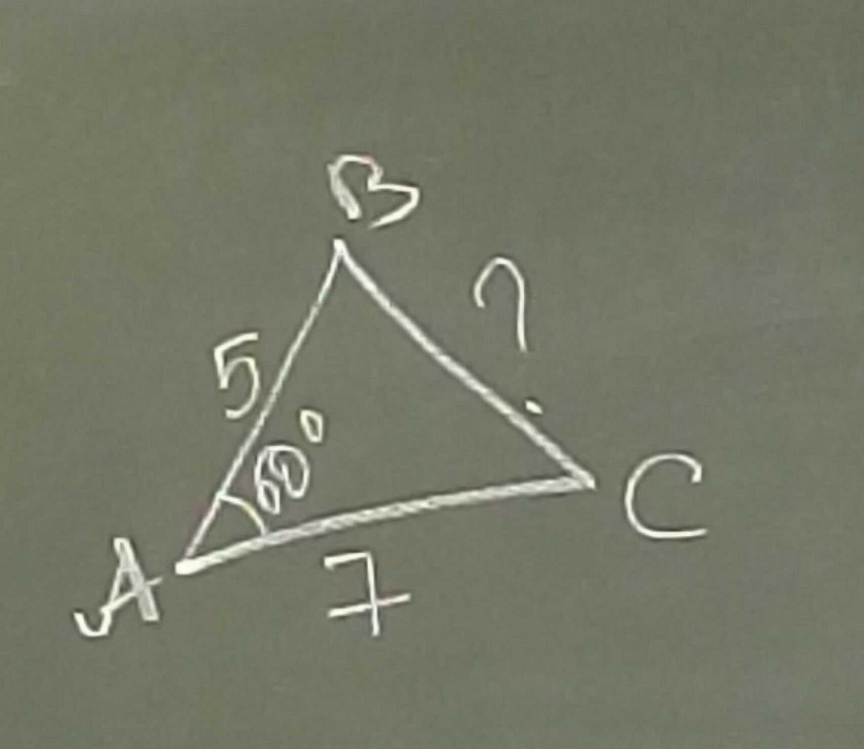 Фото задания: В треугольнике ABC известно: AB = 5, AC = 7, ∠A = 60°. Найти BC.