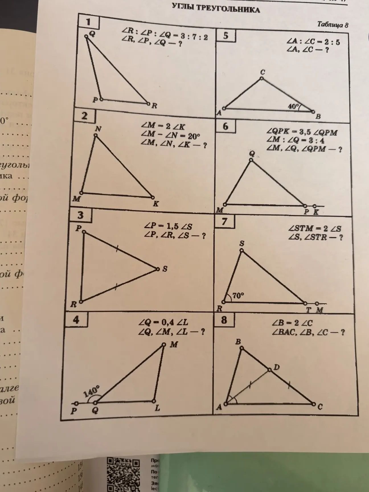 Фото задания: 5. В треугольнике ABC: ∠A : ∠C = 2 : 5, ∠B = 40°. Найти ∠A, ∠C.