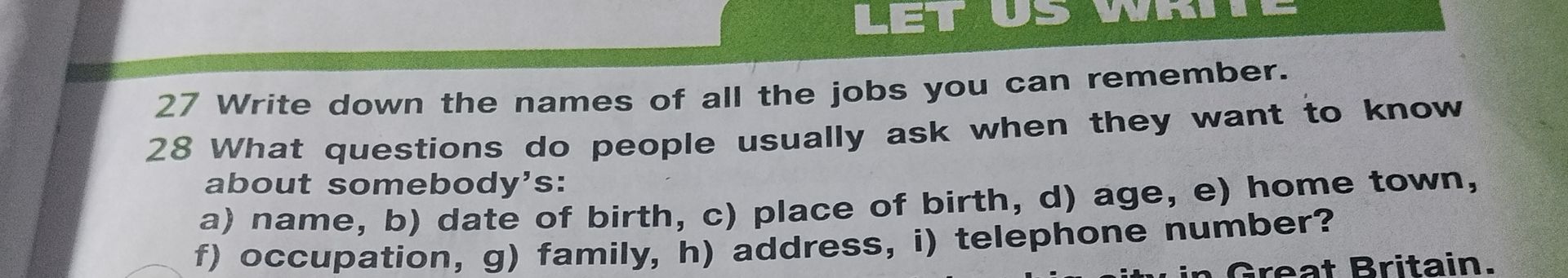 Фото задания: 27. Write down the names of all the jobs you can remember.