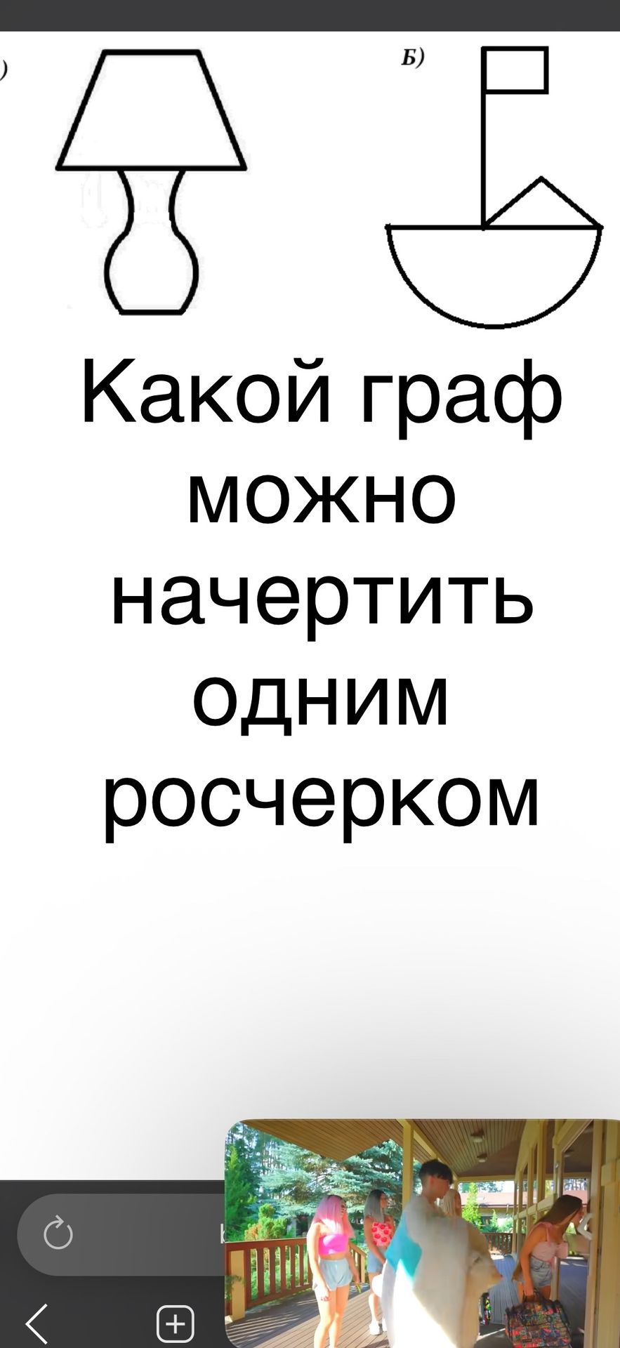 Фото задания: Какой граф можно начертить одним росчерком: А или Б?
