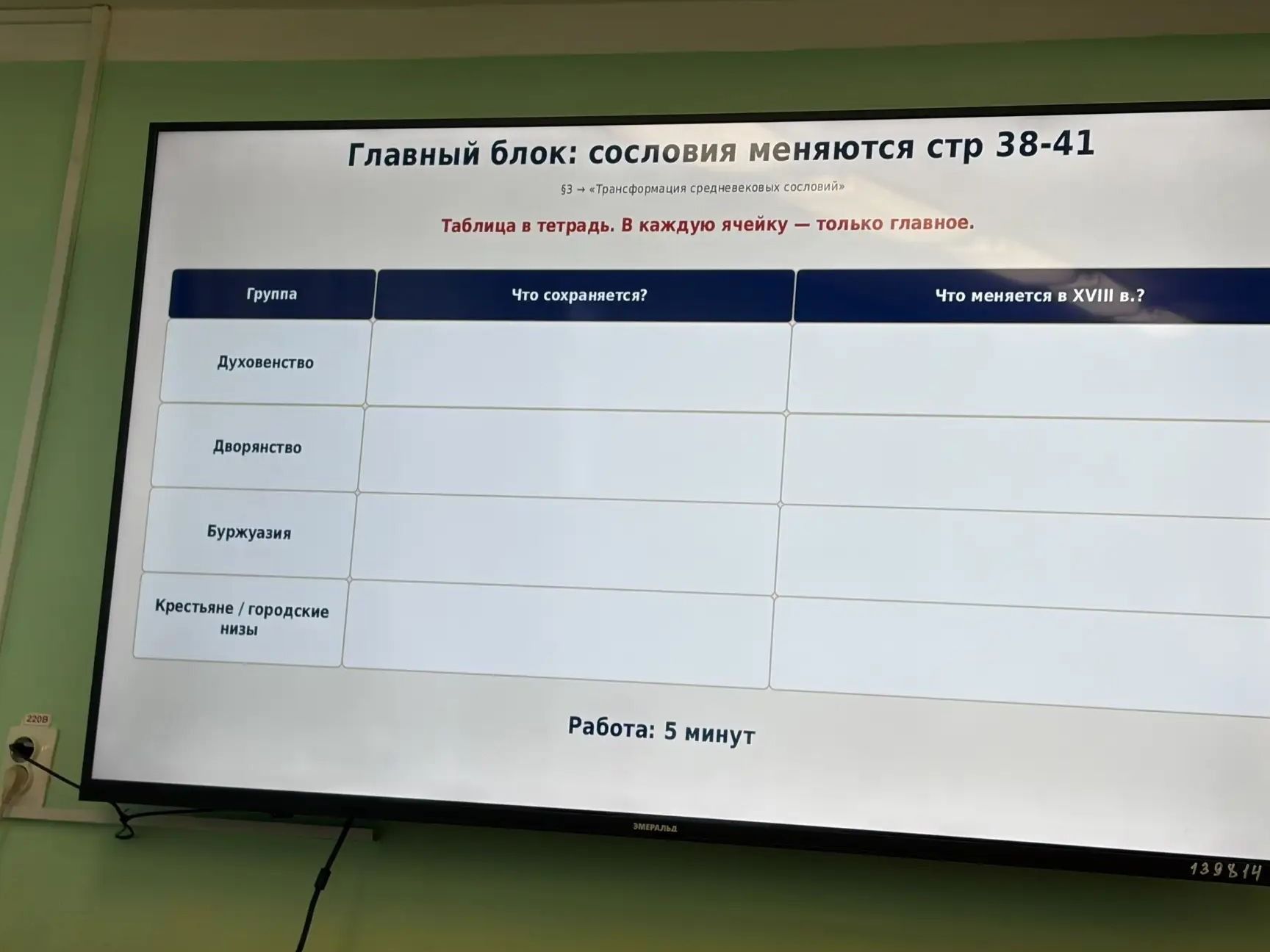 Фото задания: Заполнить таблицу по теме «Трансформация средневековых сословий»: указать, что сохраняется и что меняется в XVIII в. для…