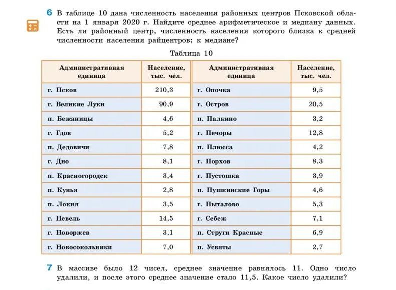 Фото задания: 7. В массиве было 12 чисел, среднее значение равнялось 11. Одно число удалили, и после этого среднее значение стало 11,5.…
