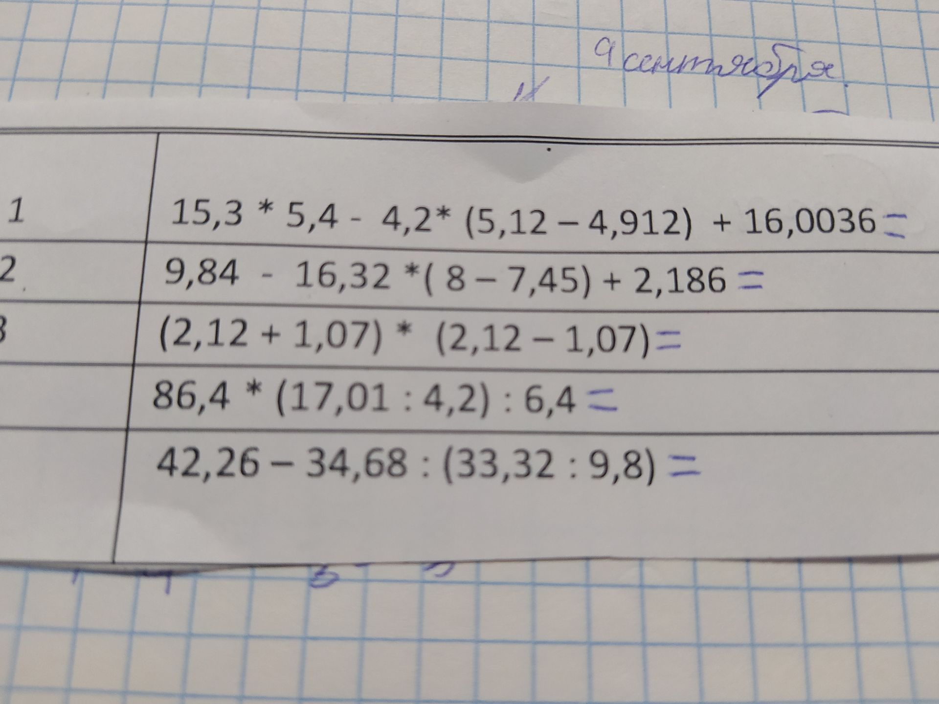 Фото задания: 1. 15,3 * 5,4 − 4,2 * (5,12 − 4,912) + 16,0036 − [числовые данные обрезаны]
