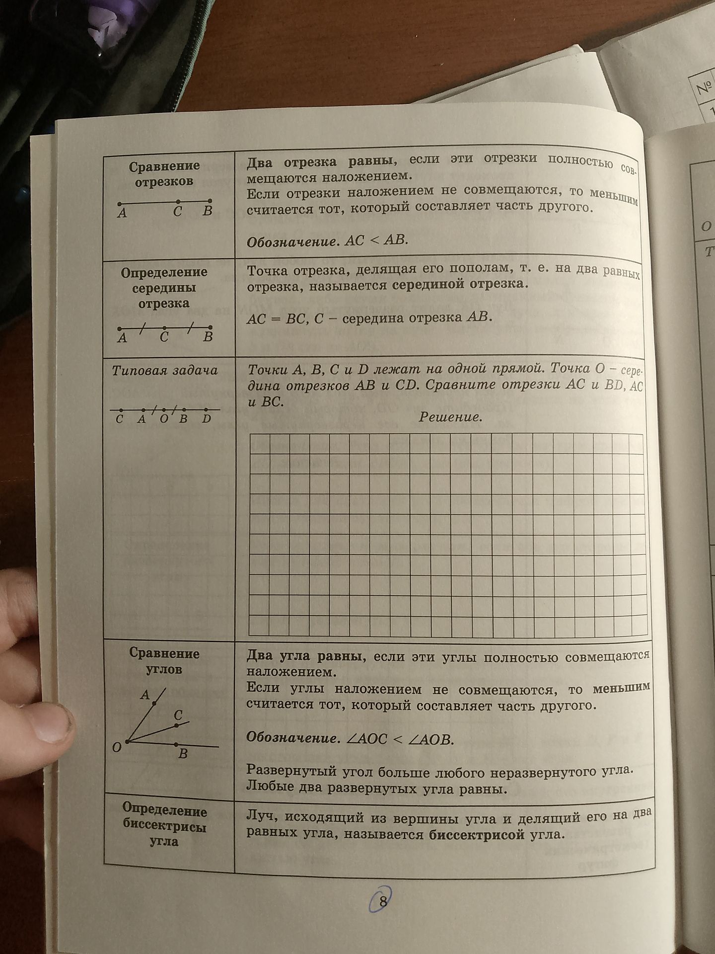 Фото задания: Точки A, B, C и D лежат на одной прямой. Точка O — середина отрезков AB и CD. Сравните отрезки AC и BD, AC и BC.
