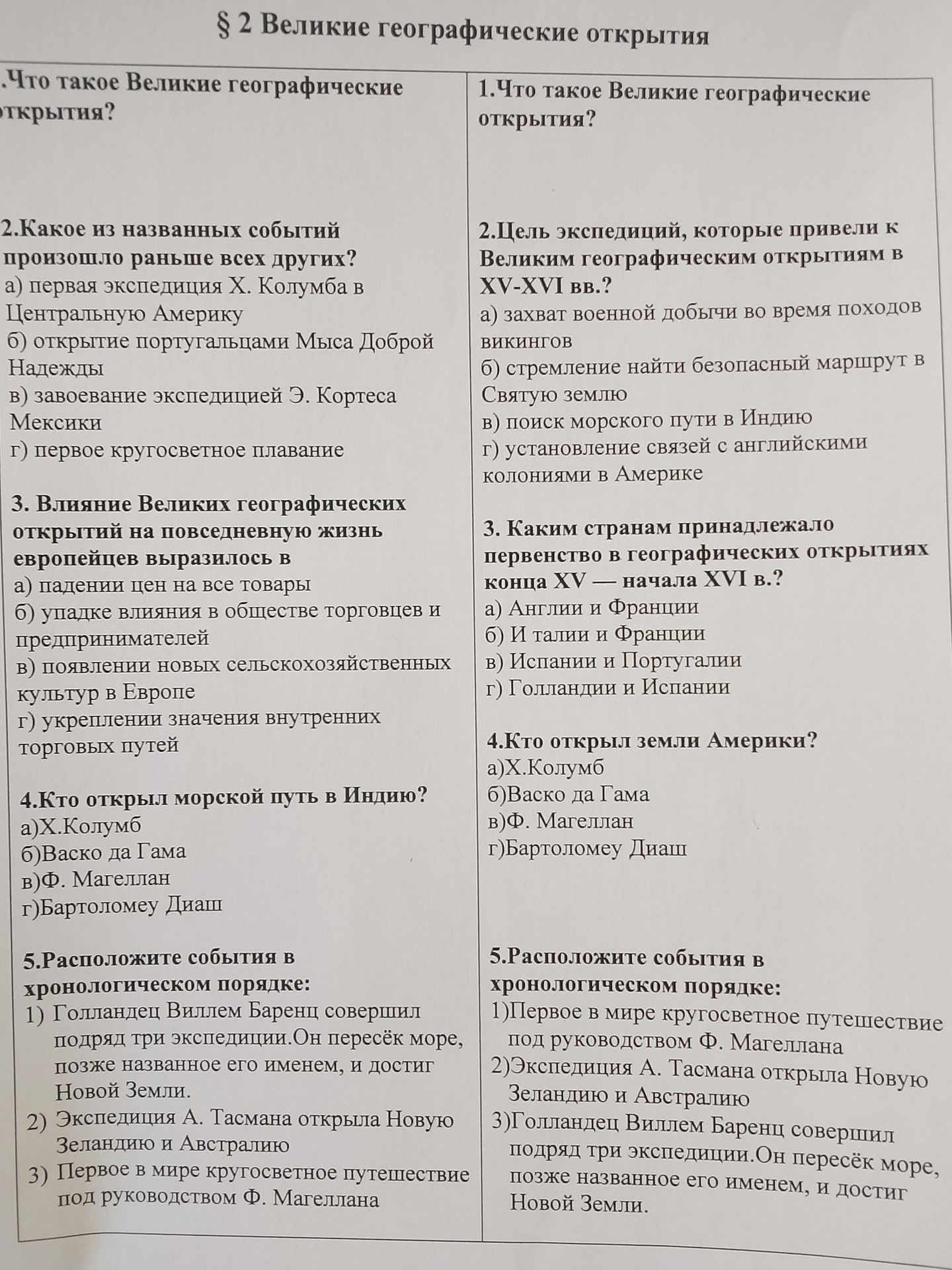 Фото задания: 4. Кто открыл земли Америки? а) Х. Колумб; б) Васко да Гама; в) Ф. Магеллан; г) Бартоломеу Диаш