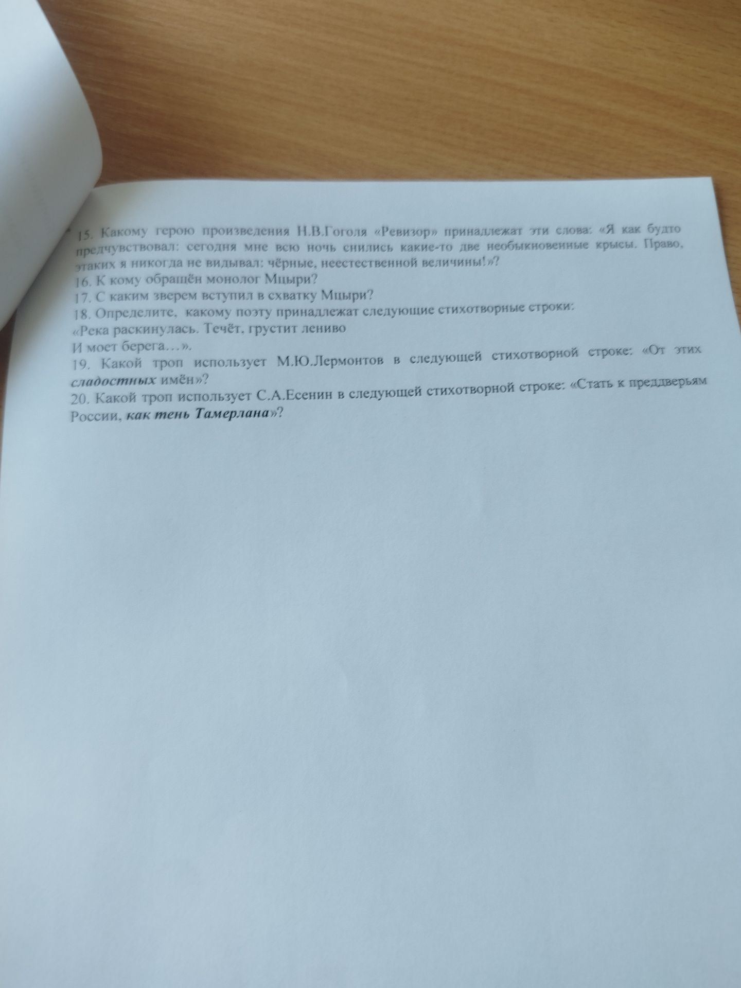 Фото задания: 17. С каким зверем вступил в схватку Мцыри?
