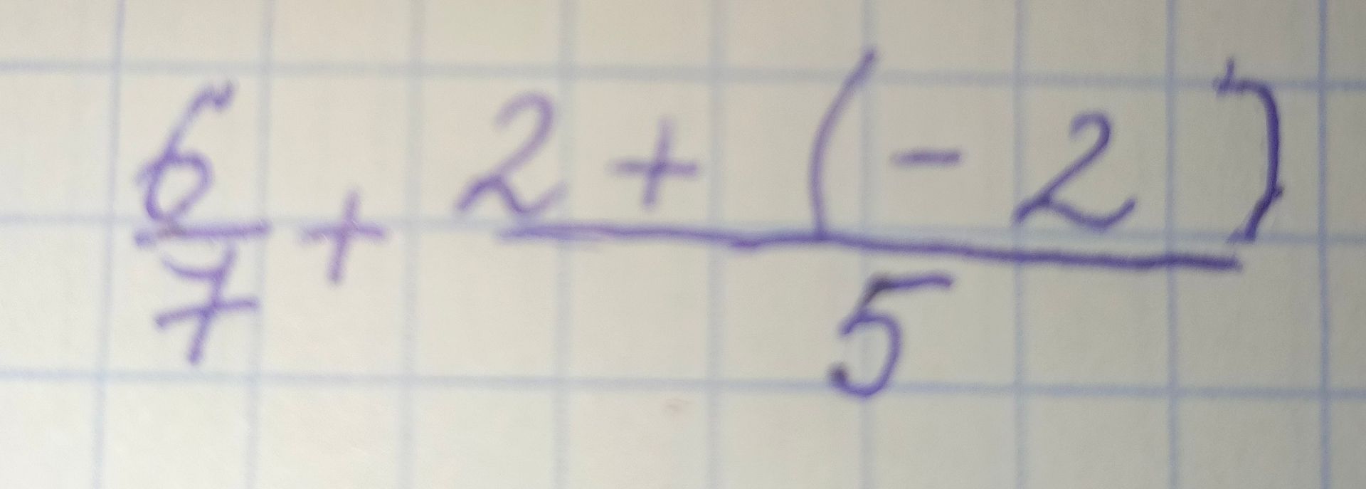 Фото задания: \(\frac{6}{7}+\frac{2+(-2)}{5}\)