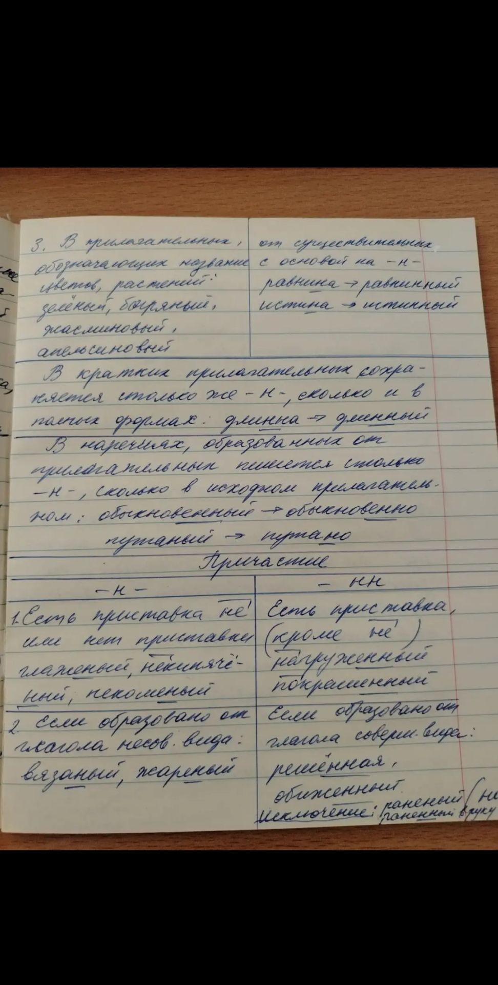 Фото задания: Проверка учебных записей по теме «Одна и две буквы Н в прилагательных, наречиях и причастиях».