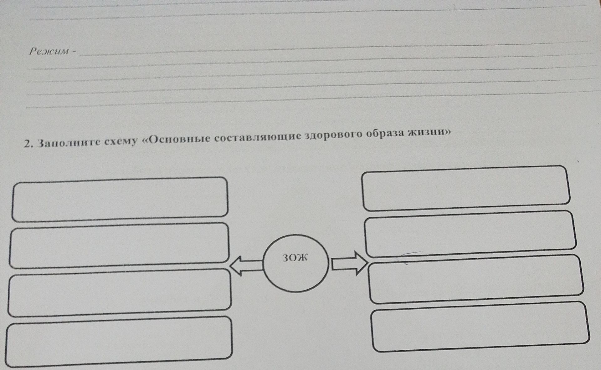 Фото задания: 2. Заполните схему «Основные составляющие здорового образа жизни».