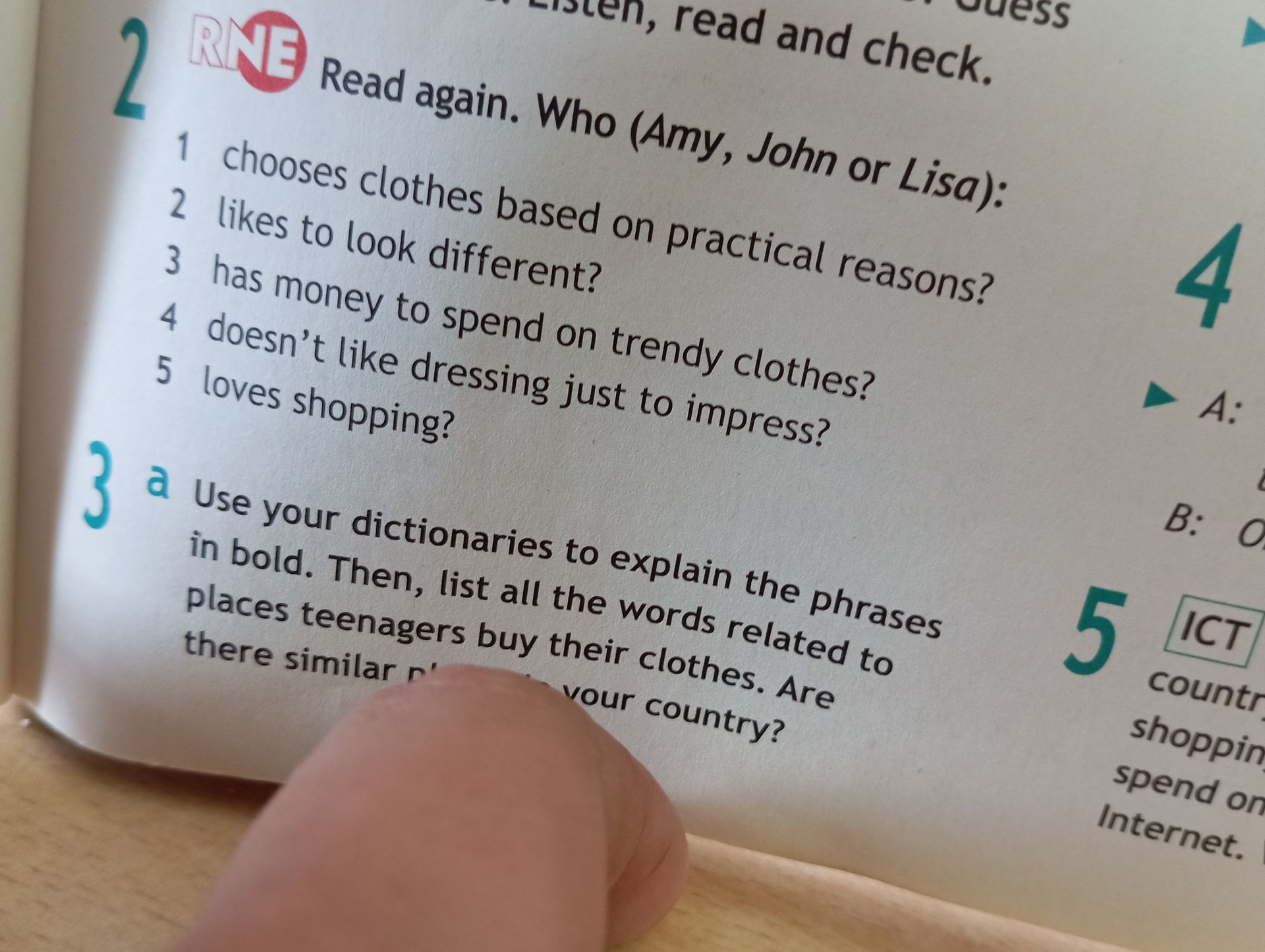 Фото задания: 3a. Use your dictionaries to explain the phrases in bold. Then, list all the words related to places teenagers buy their…