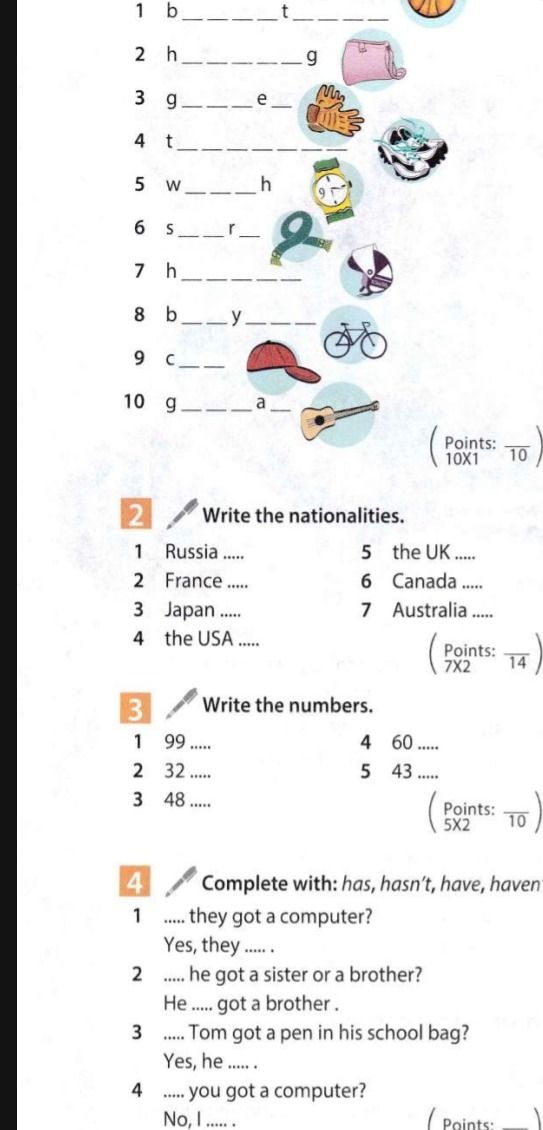 Фото задания: 3. Write the numbers: 1 99 2 32 3 48 4 60 5 43.