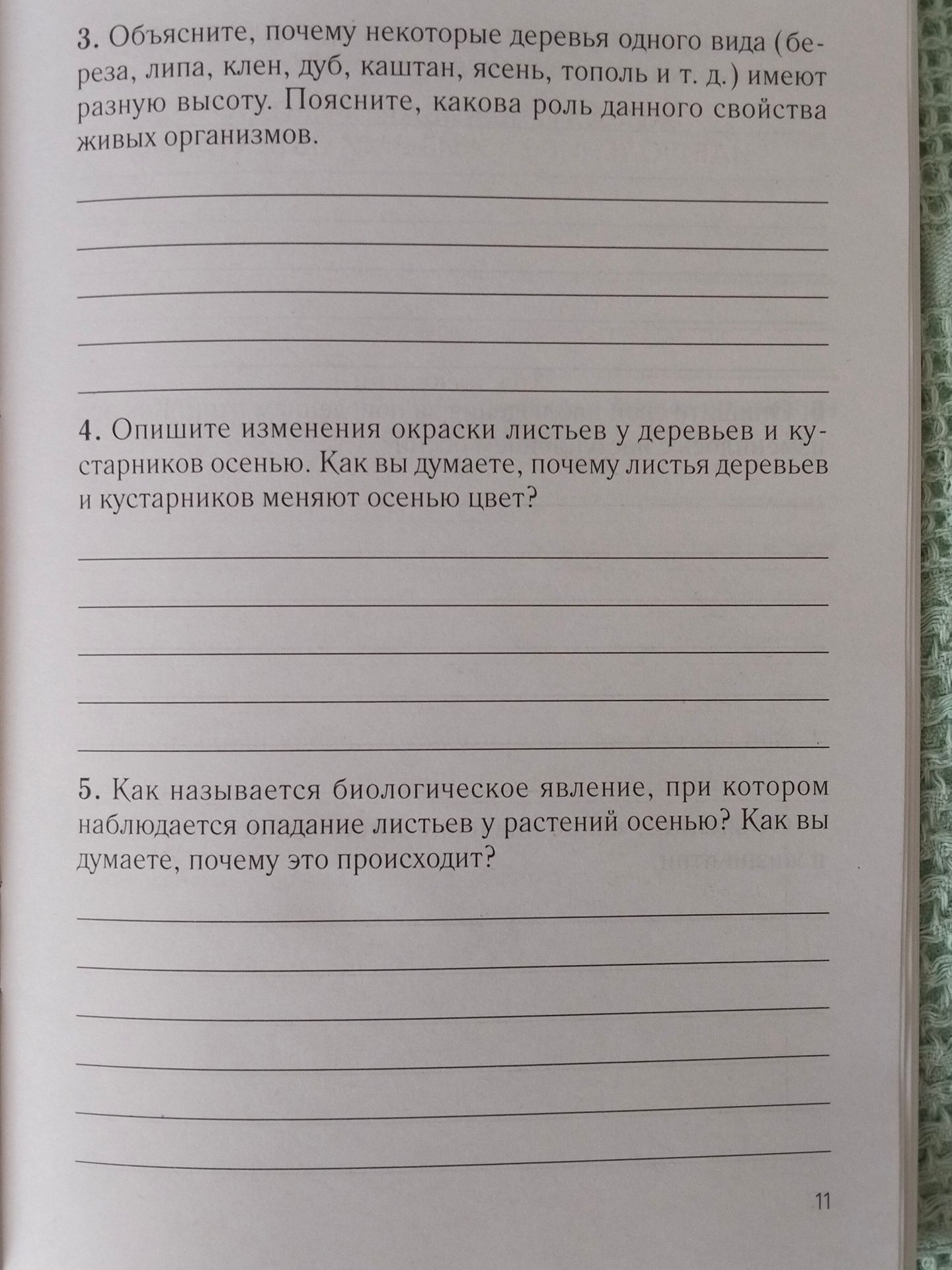 Фото задания: 4. Опишите изменения окраски листьев у деревьев и кустарников осенью. Как вы думаете, почему листья деревьев и кустарников…