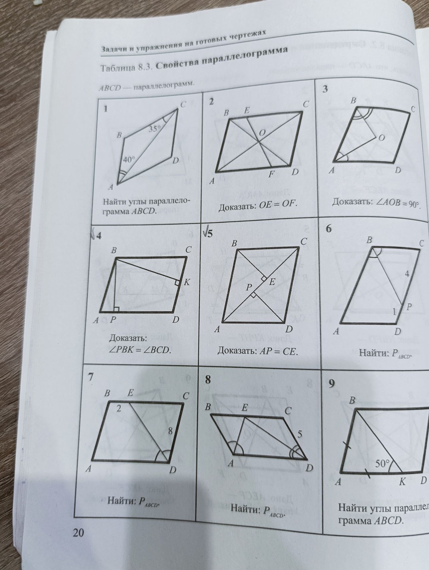 Фото задания: 9. ABCD — параллелограмм. Точка K лежит на AD, AB = AK, ∠AKB = 50°. Найти углы параллелограмма ABCD.