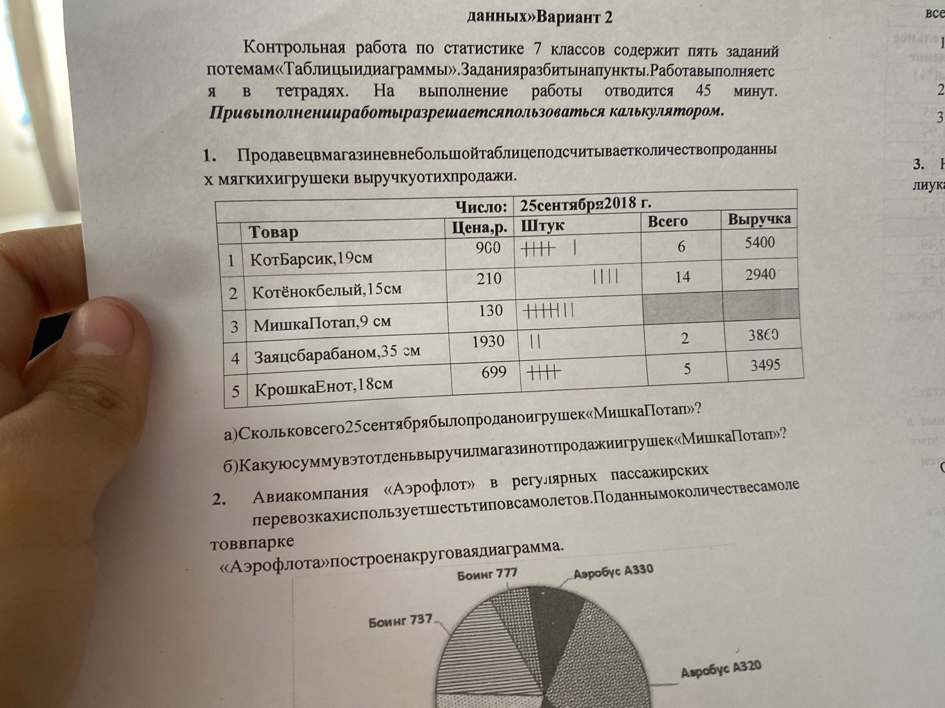 Фото задания: 1. Продавец в магазине небольшой таблице подсчитывает количество проданных мягких игрушек и выручку от их продажи. Число:…
