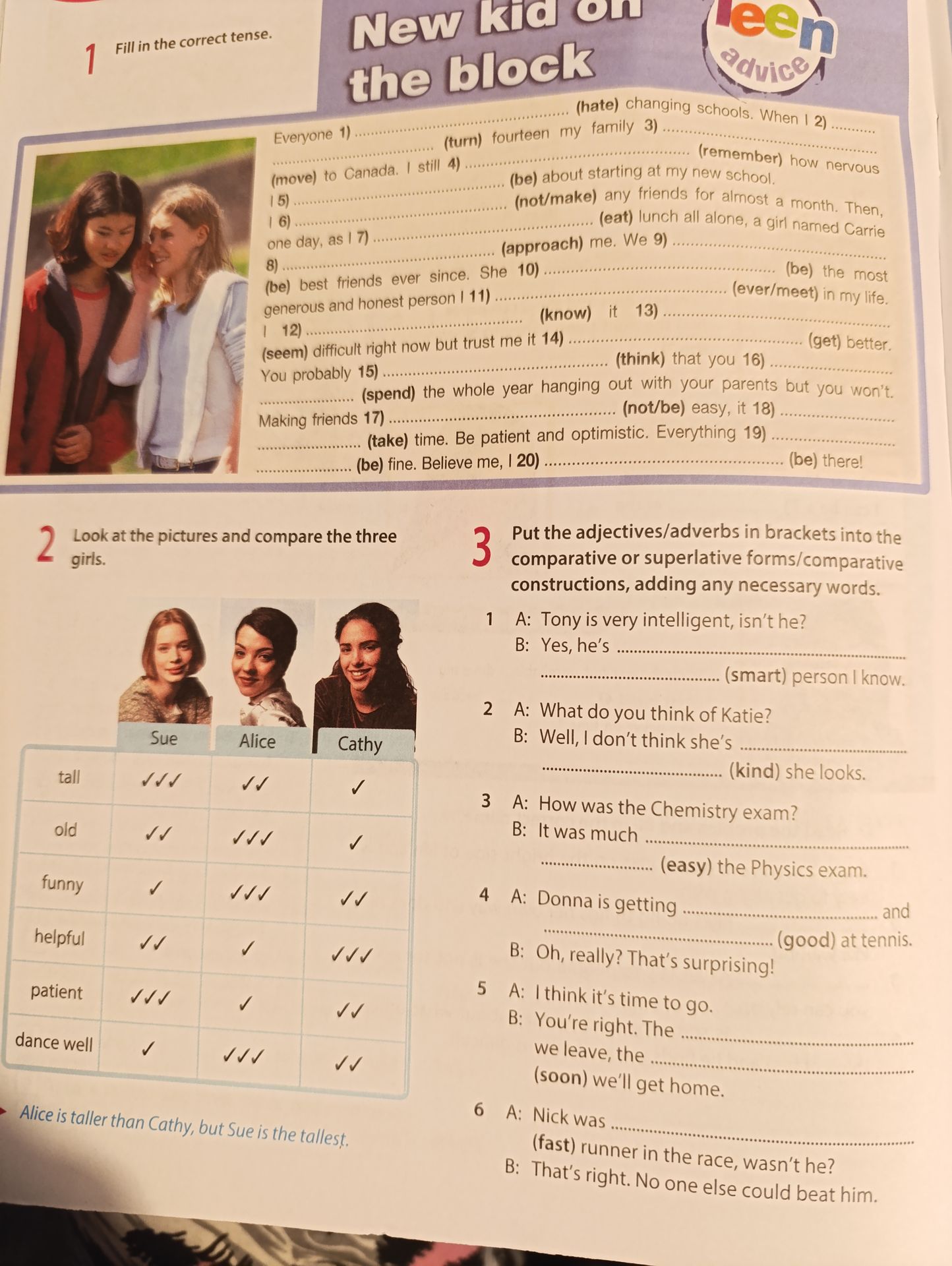Фото задания: 2. Look at the pictures and compare the three girls.