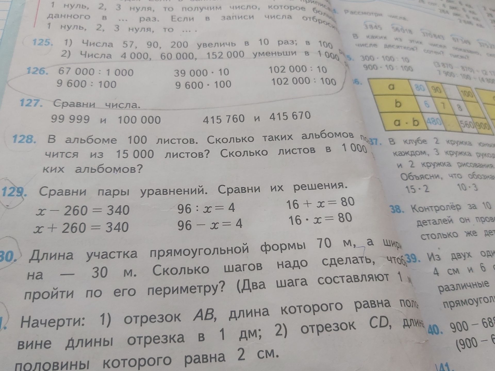Фото задания: 126. Вычисли: 67 000 : 1 000; 9 600 : 100; 39 000 · 10; 9 600 · 100; 102 000 : 10; 102 000 : 100.