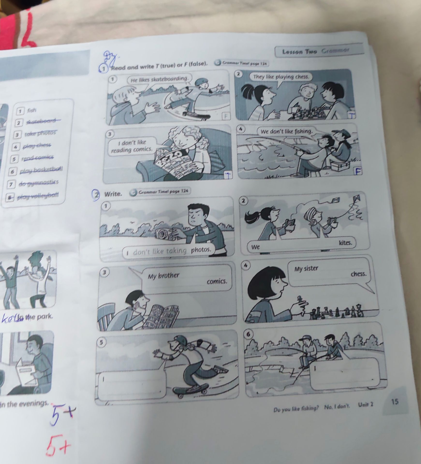 Фото задания: 1. Read and write T (true) or F (false).