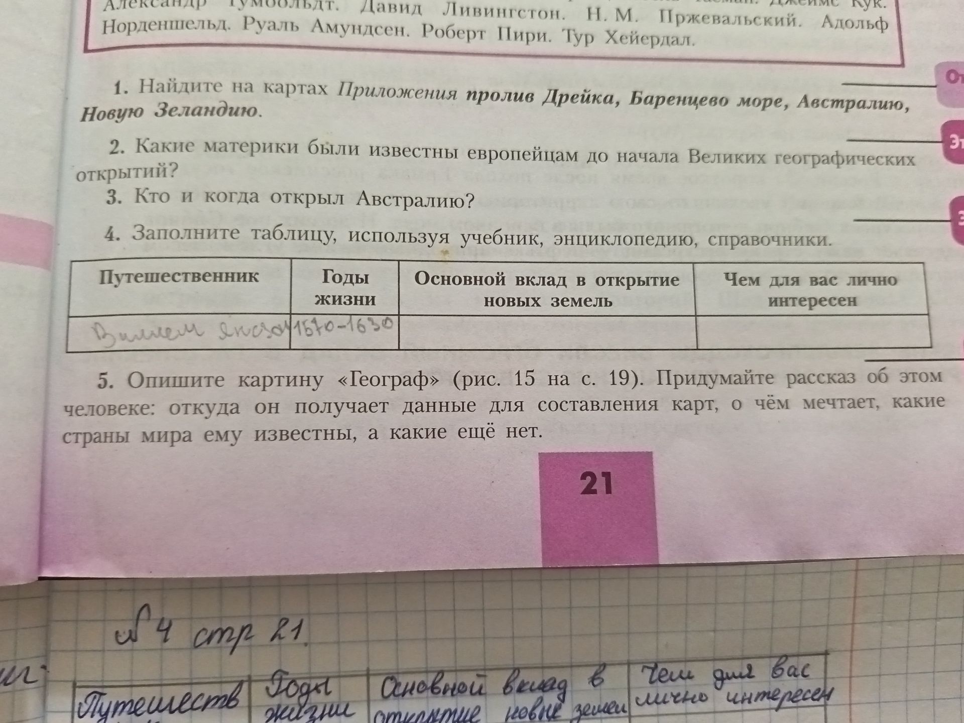 Фото задания: 5. Опишите картину «Географ» (рис. 15 на с. 19). Придумайте рассказ об этом человеке: откуда он получает данные для…