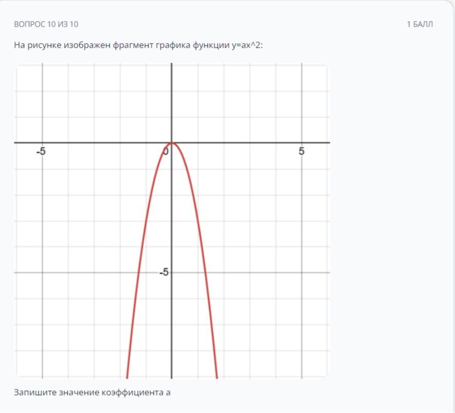 Фото задания: На рисунке изображён фрагмент графика функции \(y=ax^2\). Запишите значение коэффициента \(a\).