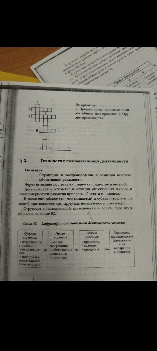 Фото задания: Кроссворд. По вертикали: 1. Продукт труда, произведённый для обмена или продажи. 4. Орудие производства.