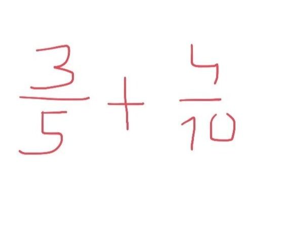 Фото задания: \(\frac{3}{5}+\frac{4}{10}\)