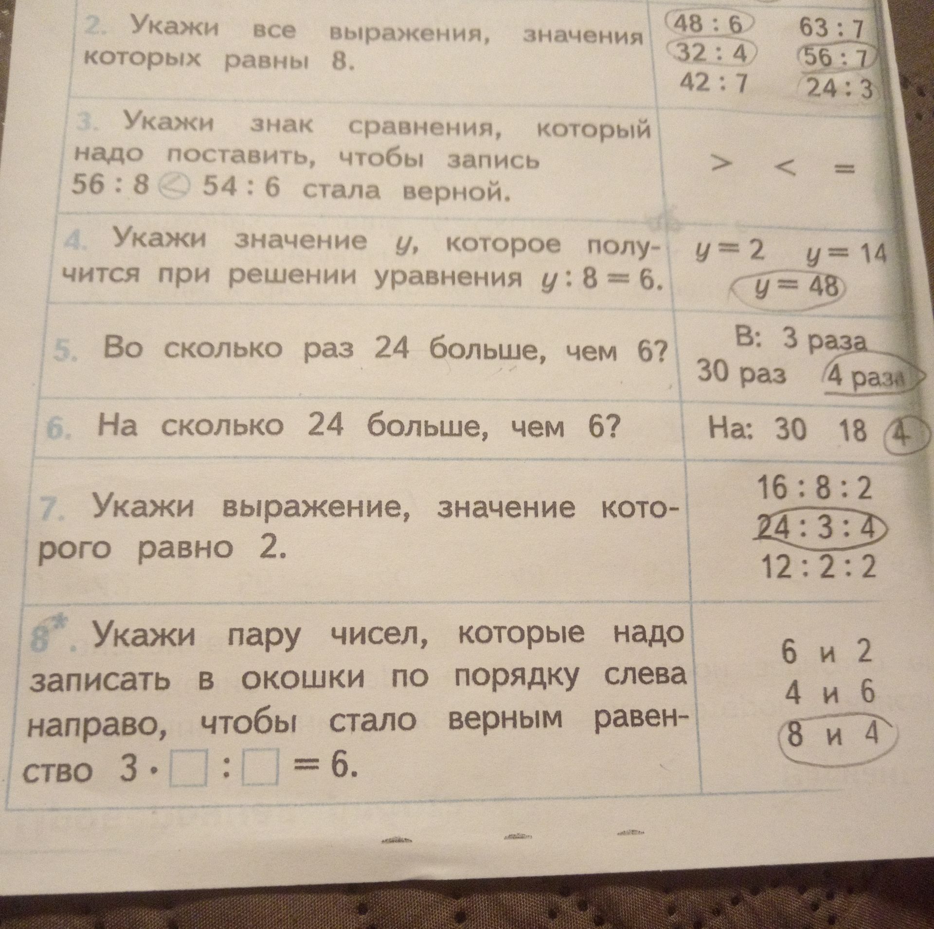 Фото задания: 6. На сколько 24 больше, чем 6? Варианты: 30, 18, 4.