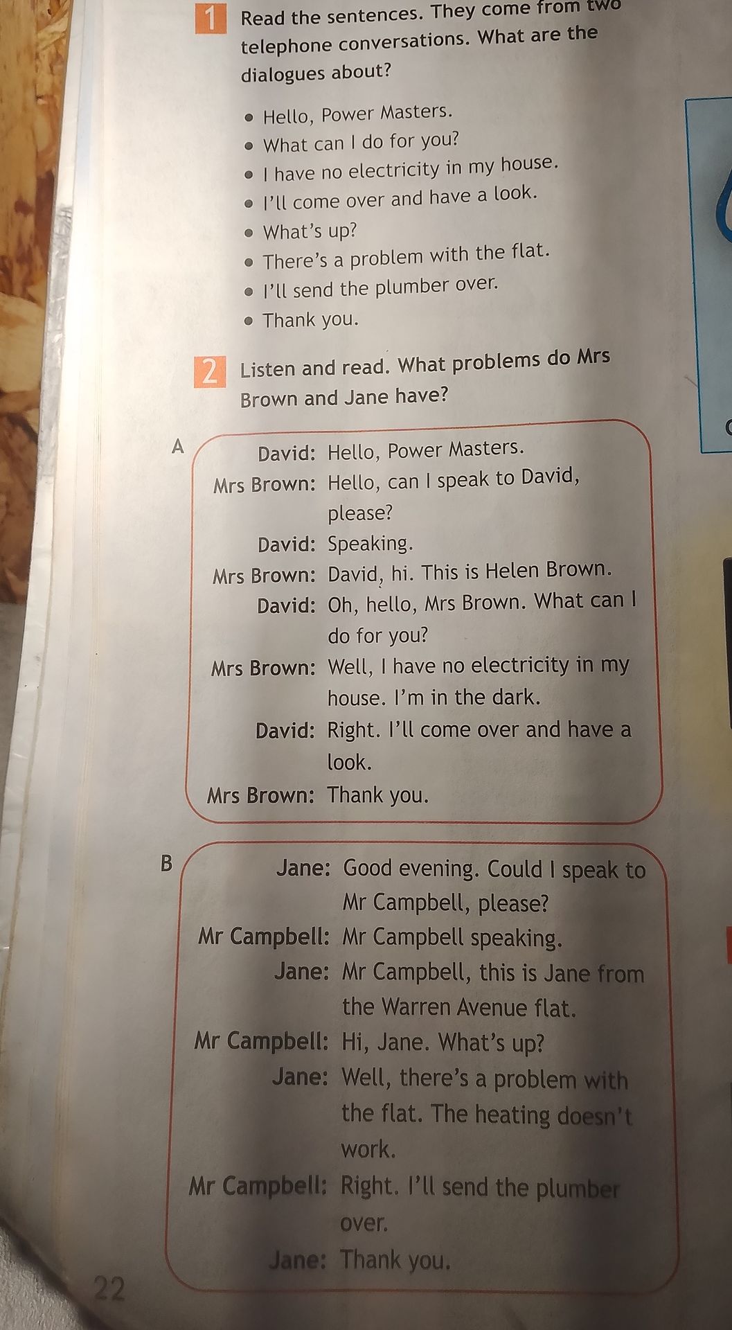 Фото задания: 2. Listen and read. What problems do Mrs Brown and Jane have?
