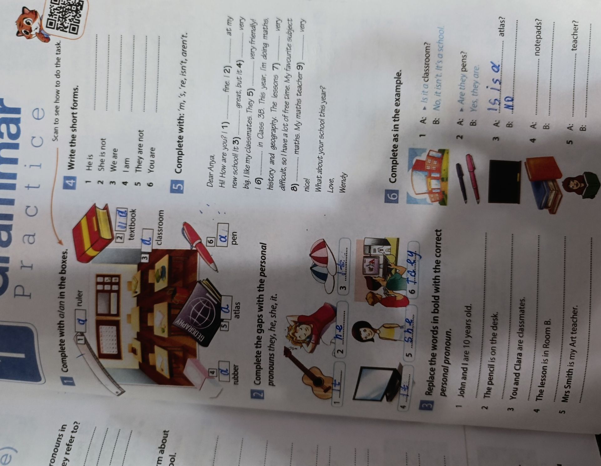 Фото задания: Exercise 2. Complete the gaps with the personal pronouns they, he, she, it.