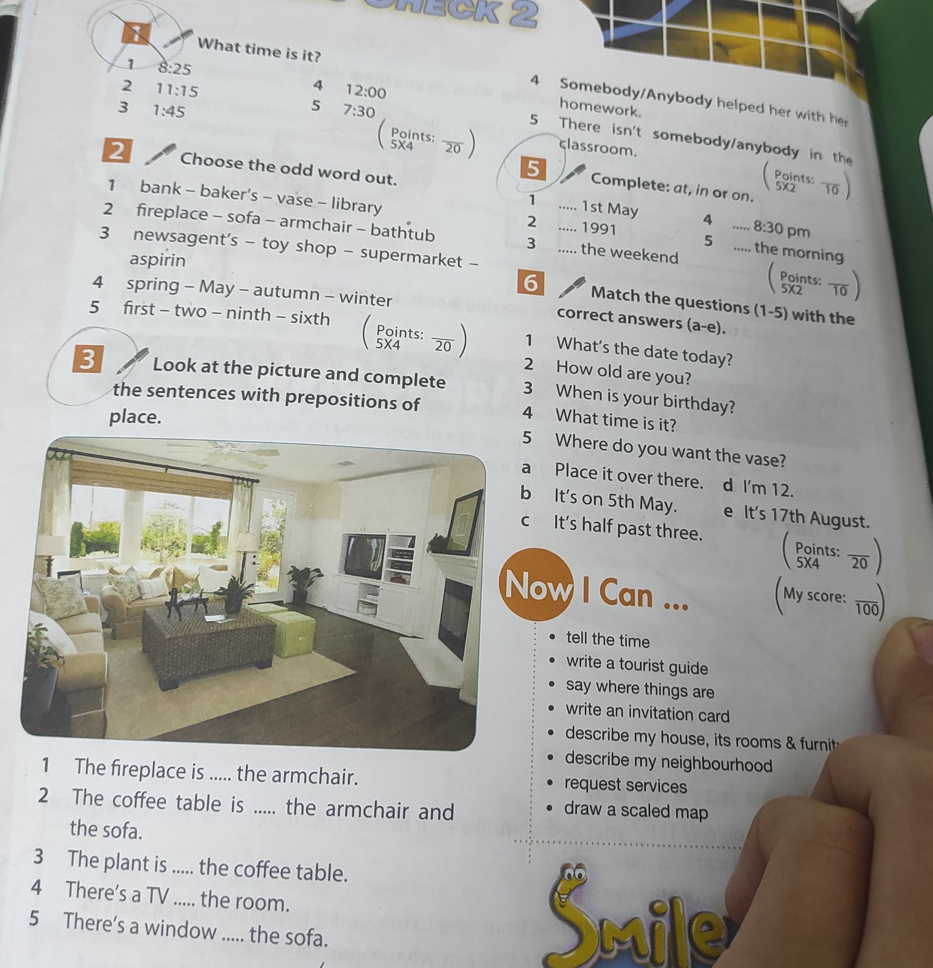 Фото задания: 4. 4) Somebody/Anybody helped her with her homework. 5) There isn’t somebody/anybody in the classroom.