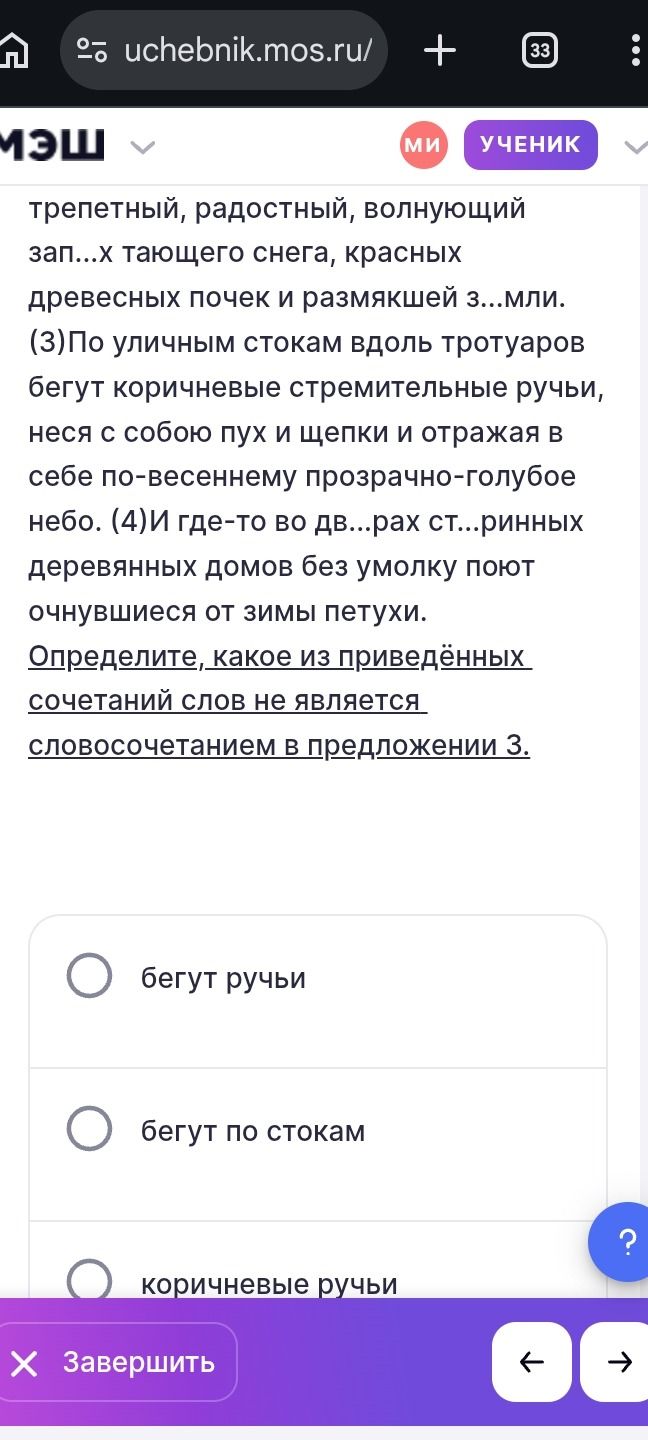 Фото задания: Определите, какое из приведённых сочетаний слов не является словосочетанием в предложении 3: «По уличным стокам вдоль…