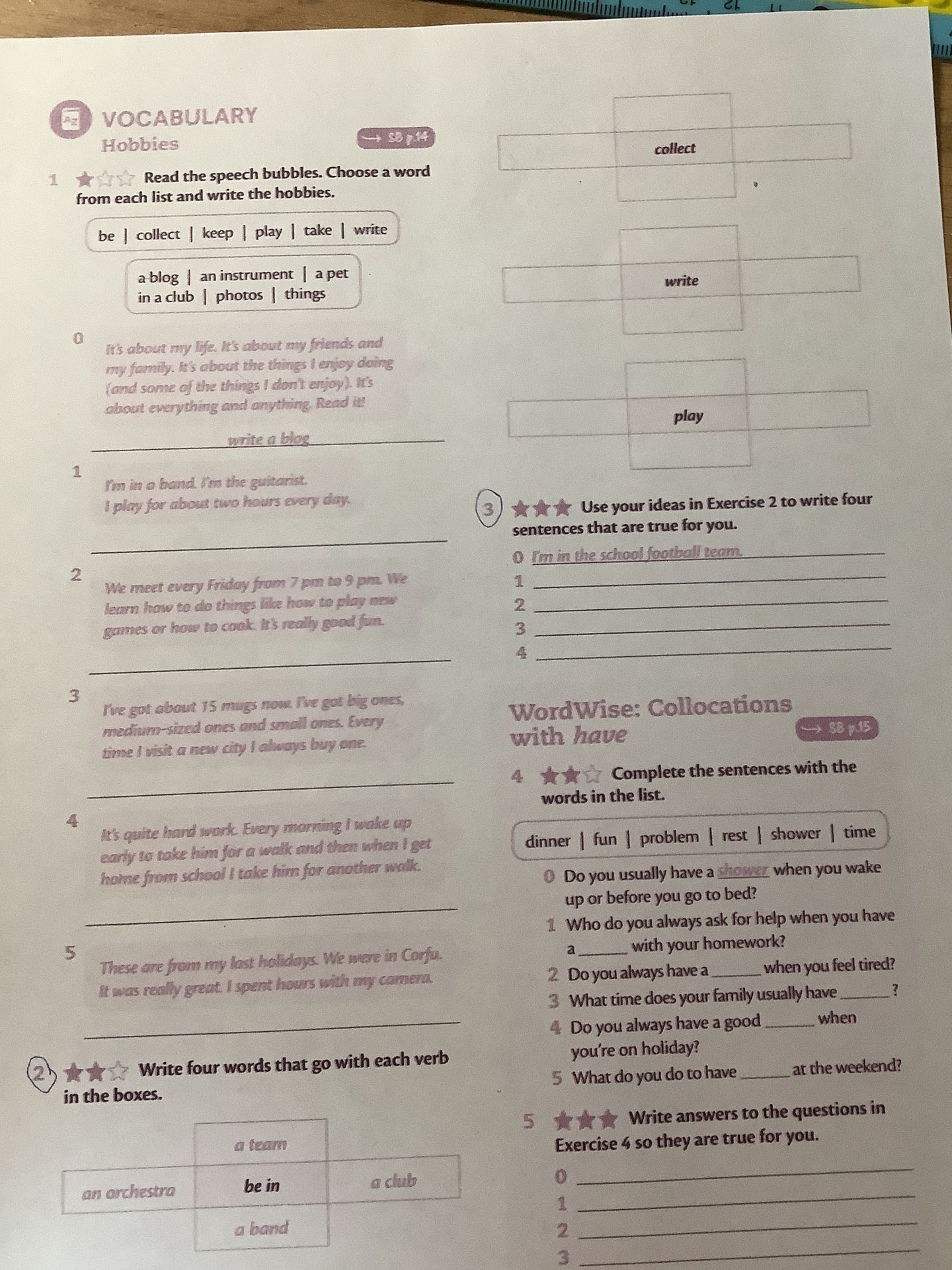 Фото задания: 5. Write answers to the questions in Exercise 4 so they are true for you. 0–5