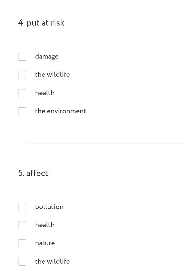 Фото задания: 5. affect: pollution; health; nature; the wildlife