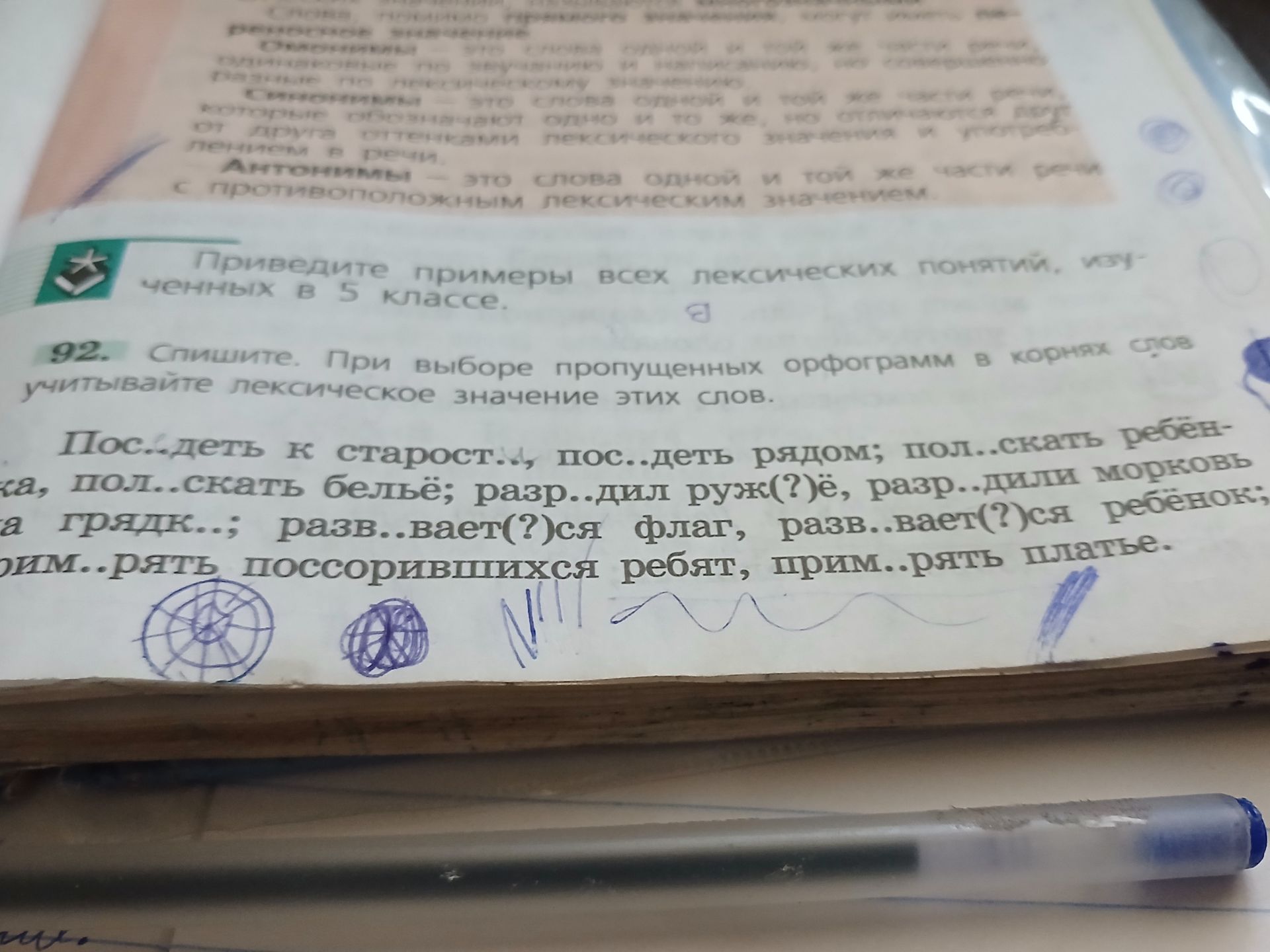 Фото задания: Приведите примеры всех лексических понятий, изученных в 5 классе.