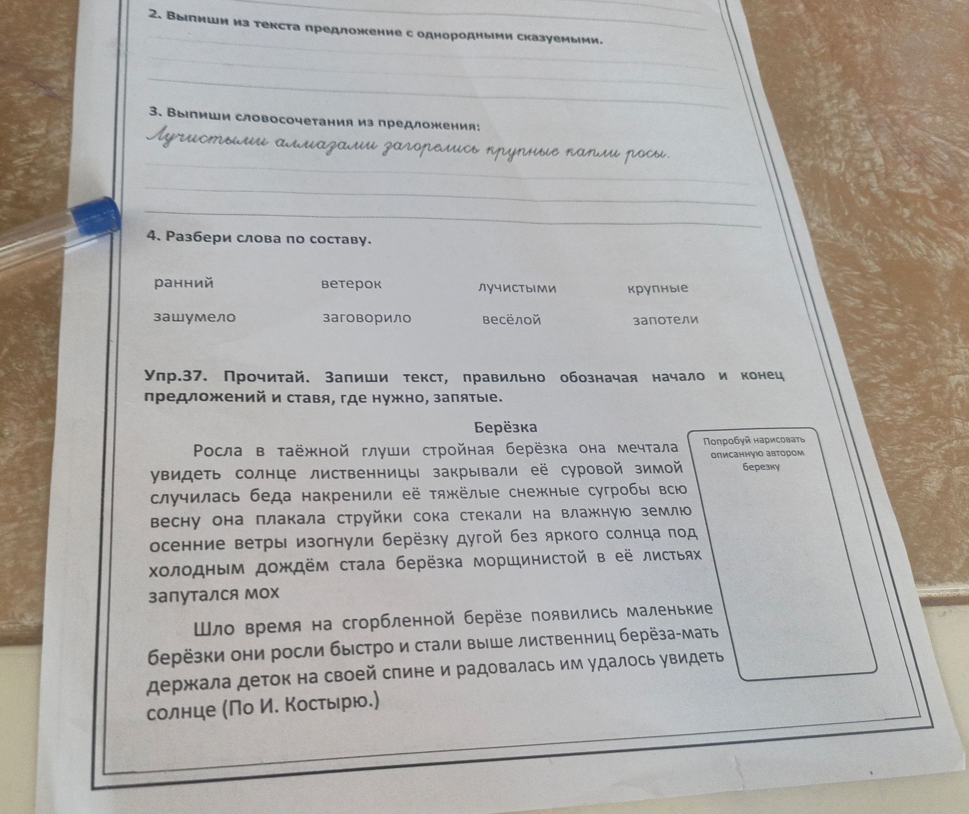 Фото задания: 2. Выпиши из текста предложение с однородными сказуемыми.