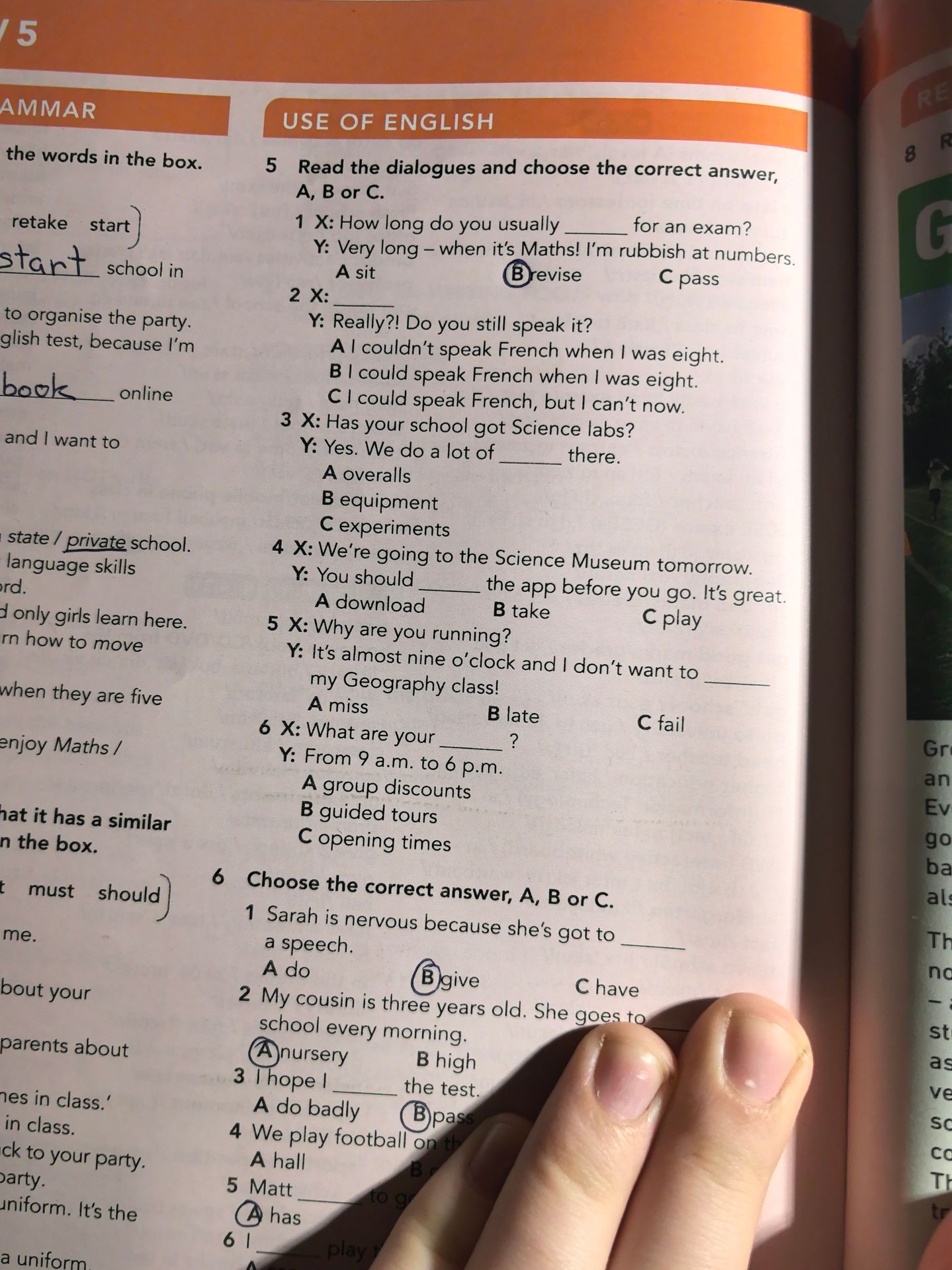 Фото задания: 5. Read the dialogues and choose the correct answer, A, B or C. 1) X: How long do you usually ___ for an exam? Y: Very long –…