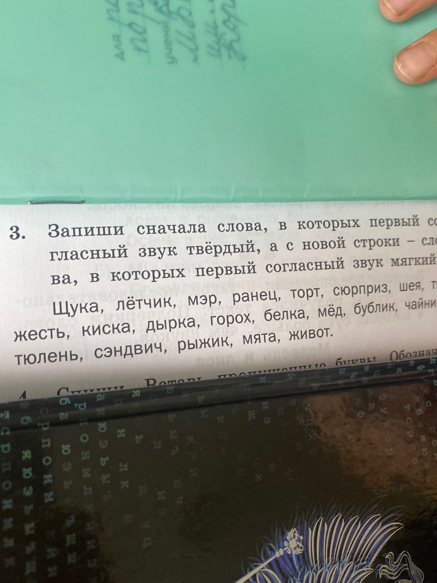 Фото задания: 3. Запиши сначала слова, в которых первый согласный звук твёрдый, а с новой строки — слова, в которых первый согласный звук…