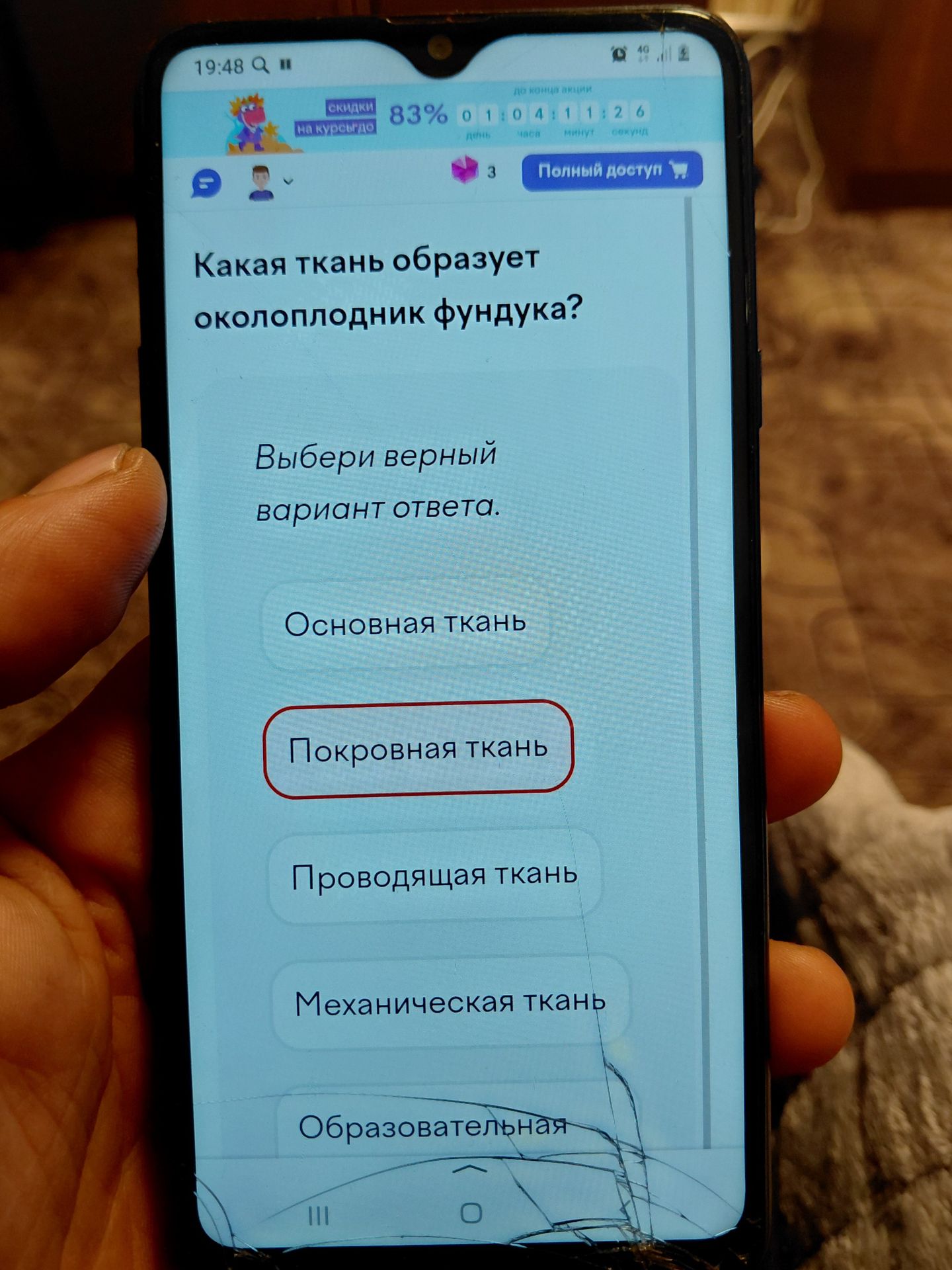 Фото задания: Какая ткань образует околоплодник фундука? Выбери верный вариант ответа: основная ткань; покровная ткань; проводящая ткань;…