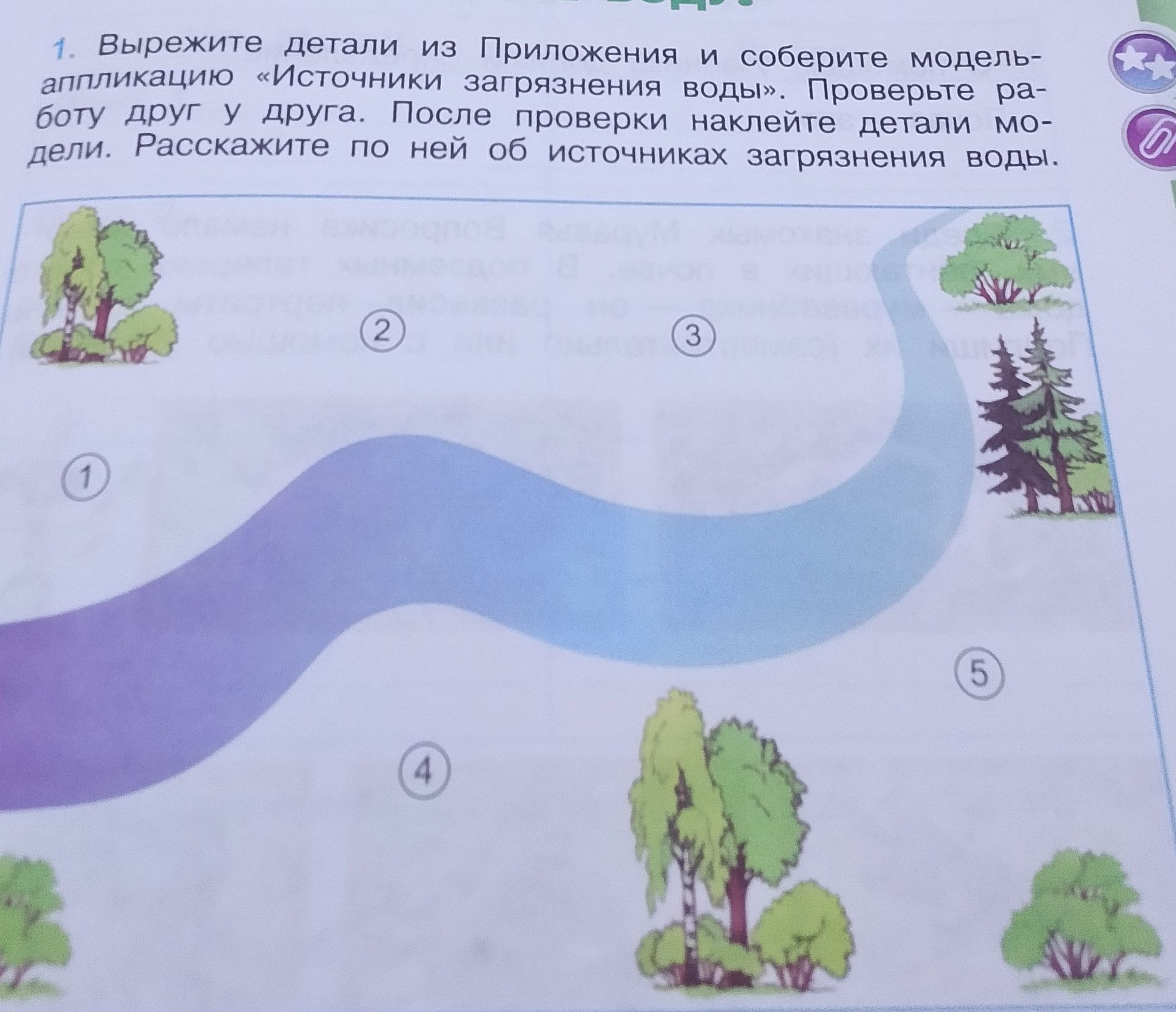 Фото задания: Вырежьте детали из Приложения и соберите модель-аппликацию «Источники загрязнения воды». Проверьте работу друг у друга. После…