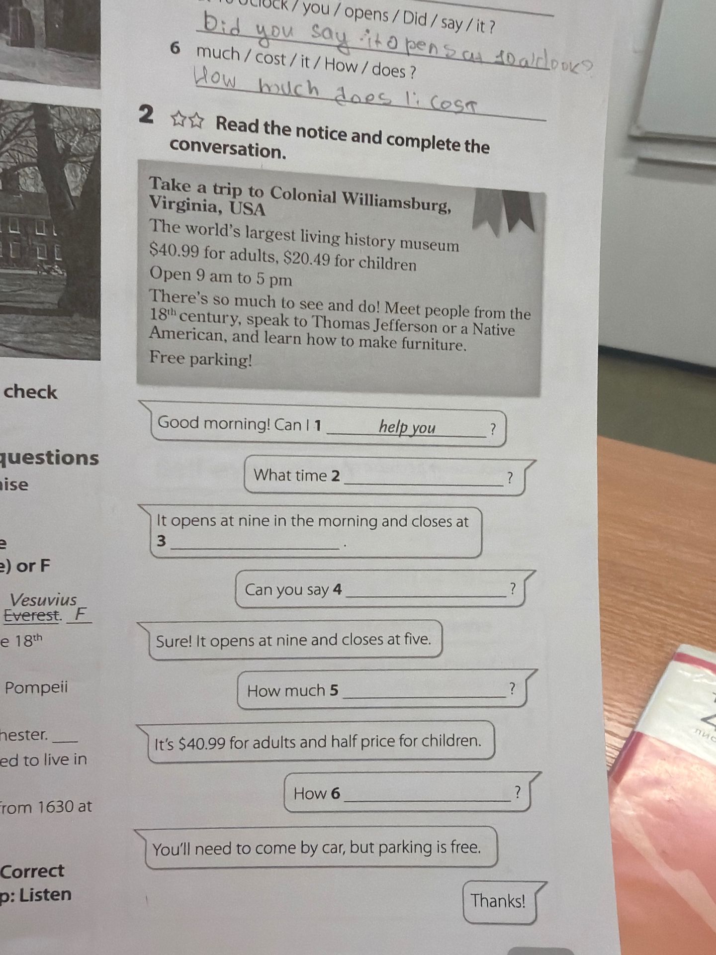 Фото задания: 2. Read the notice and complete the conversation.