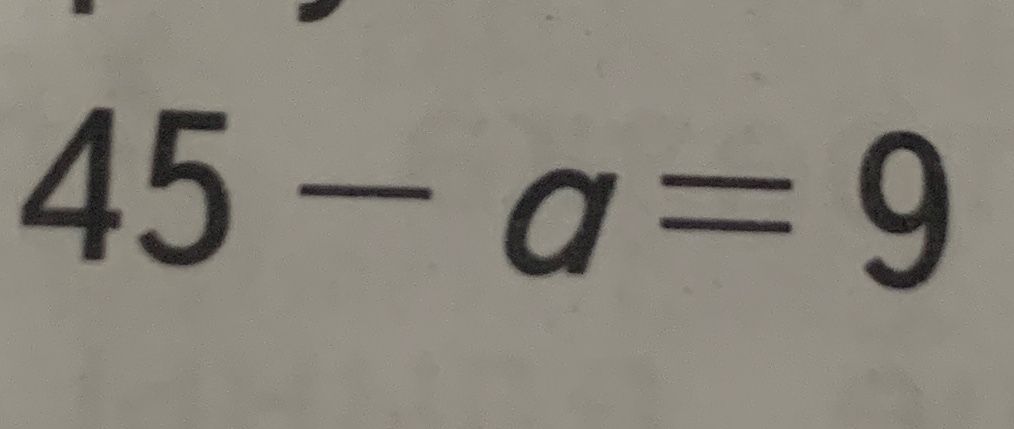Фото задания: 45 − a = 9