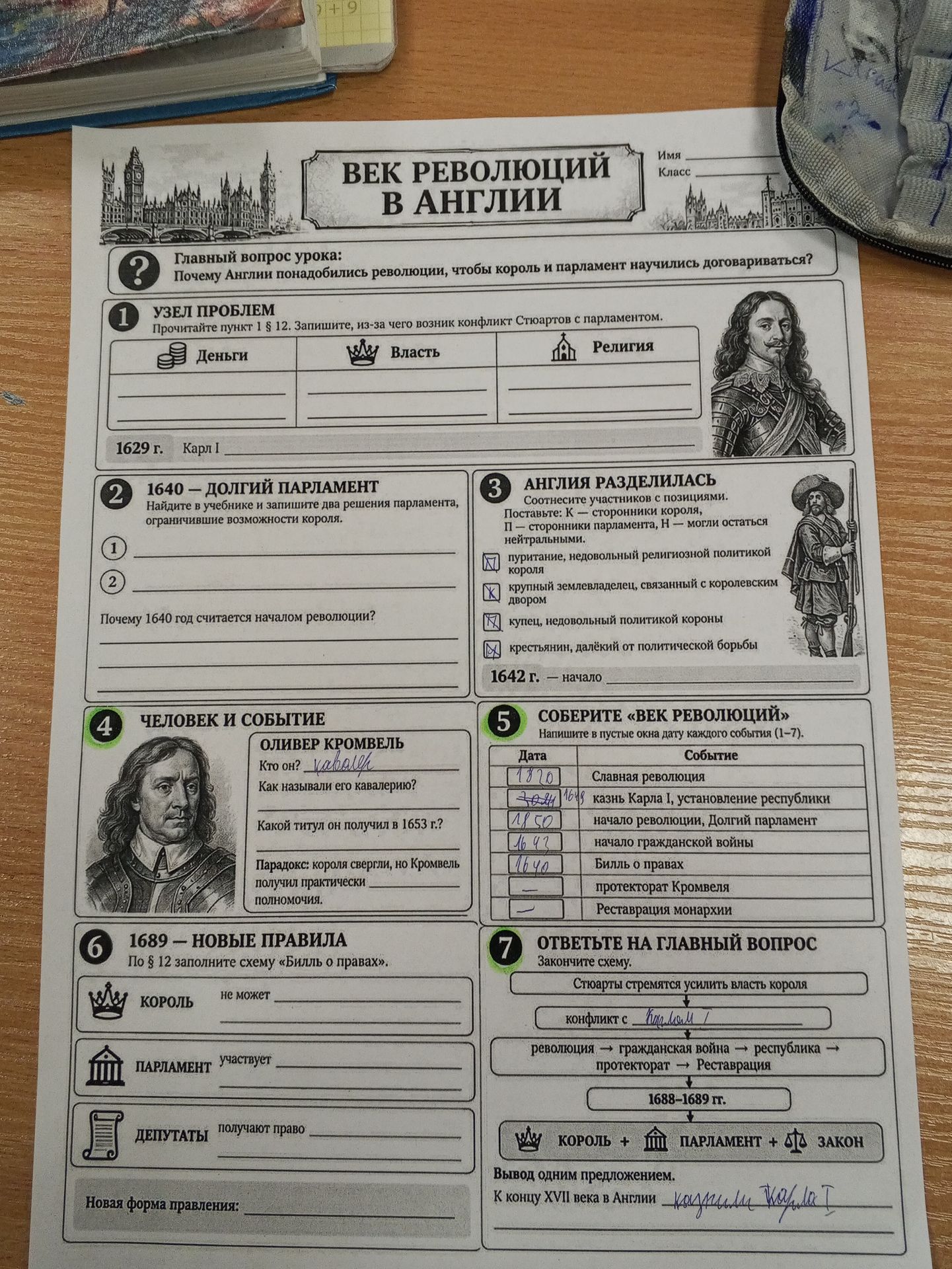 Фото задания: 3. Англия разделилась. Соотнесите участников с позициями: К — сторонники короля, П — сторонники парламента, Н — могли…