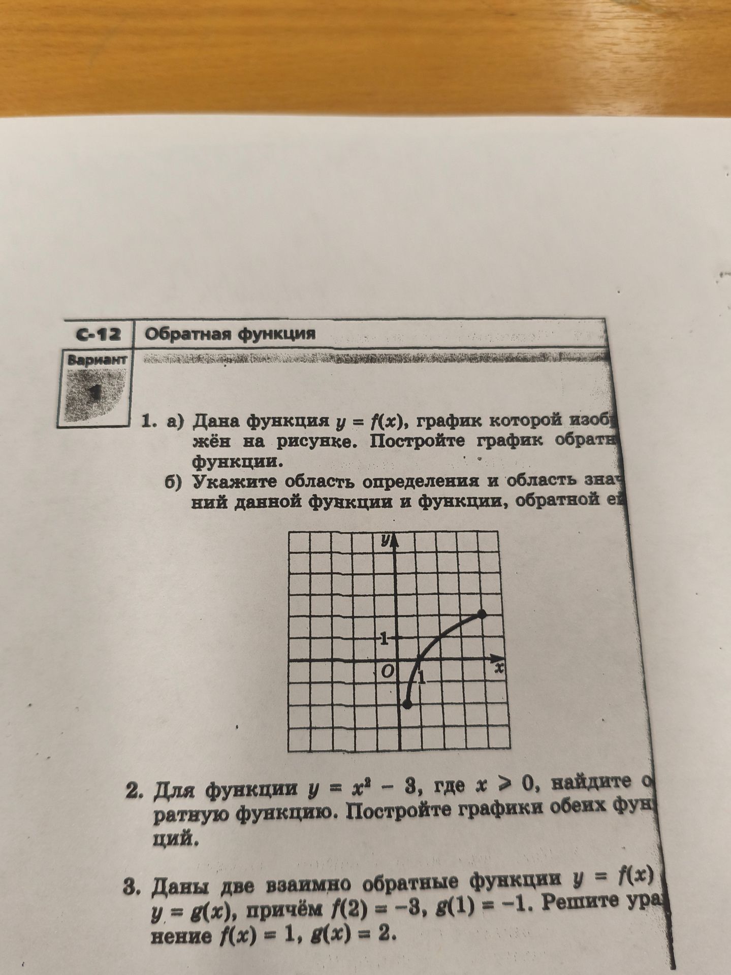 Фото задания: 2. Для функции y = x² − 3, где x > 0, найдите обратную функцию. Постройте графики обеих функций.