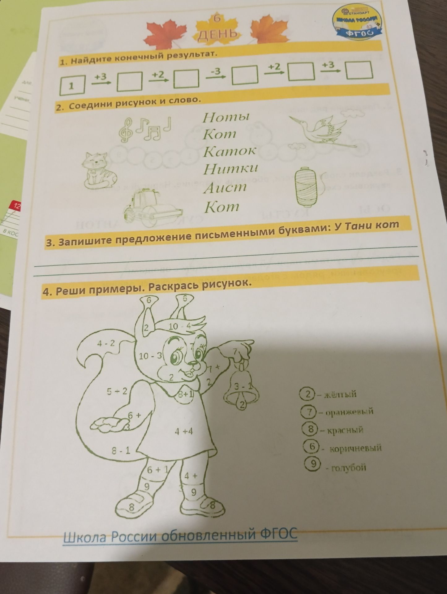 Фото задания: 1. Найдите конечный результат: 1 → +3 → □ → +2 → □ → −3 → □ → +2 → □ → +3 → □.