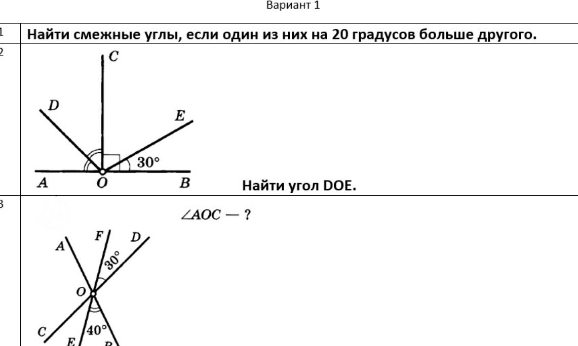 Фото задания: Найти смежные углы, если один из них на 20 градусов больше другого.