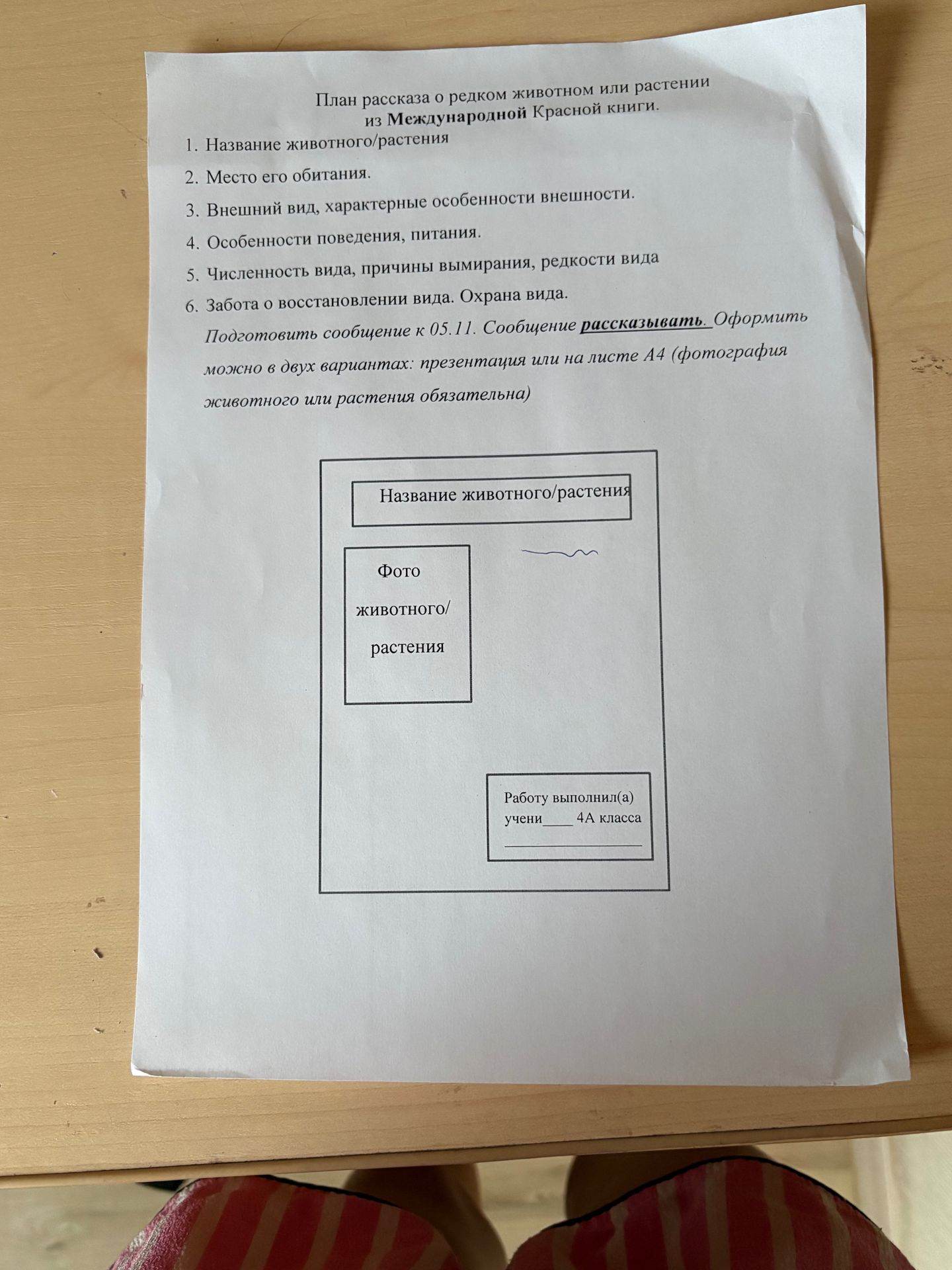 Фото задания: Подготовить и рассказать сообщение о редком животном или растении из Международной Красной книги по плану: 1. Название…