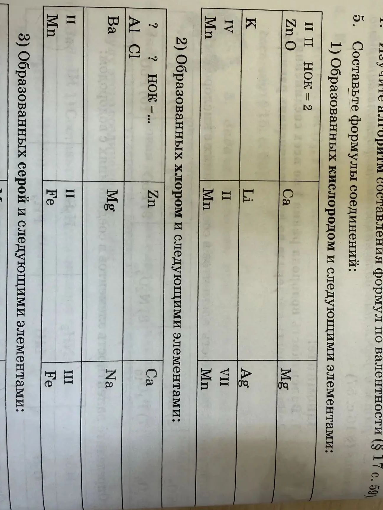 Фото задания: 5. Составьте формулы соединений: 1) образованных кислородом и следующими элементами: Zn (II), Ca, Mg, K, Li, Ag, Mn (IV),…