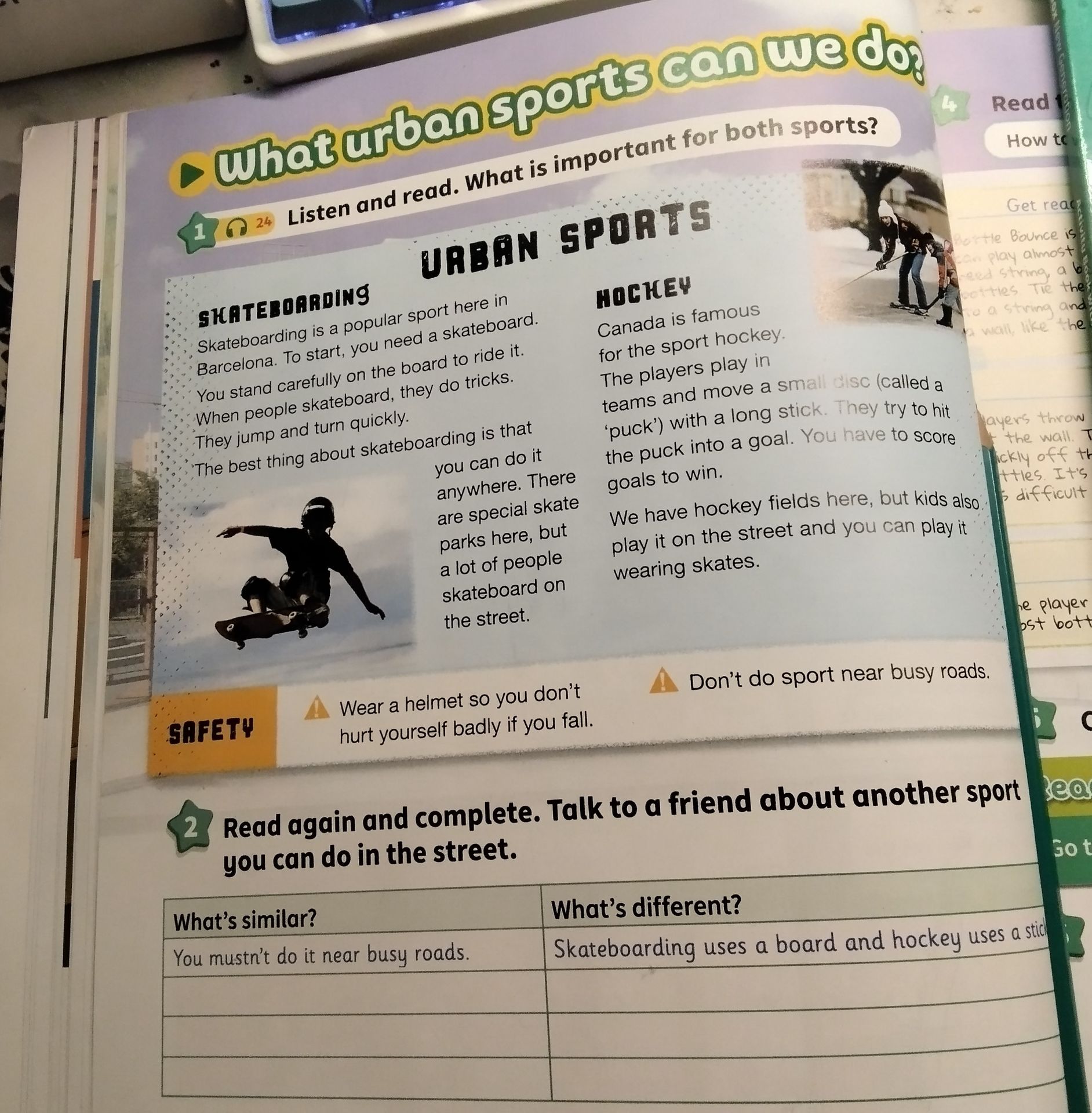 Фото задания: 1. Listen and read. What is important for both sports?